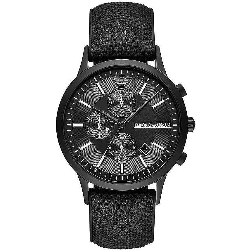Emporio Armani Black Silicone and Steel Chronograph Watch - DEA STILOSA MILANO