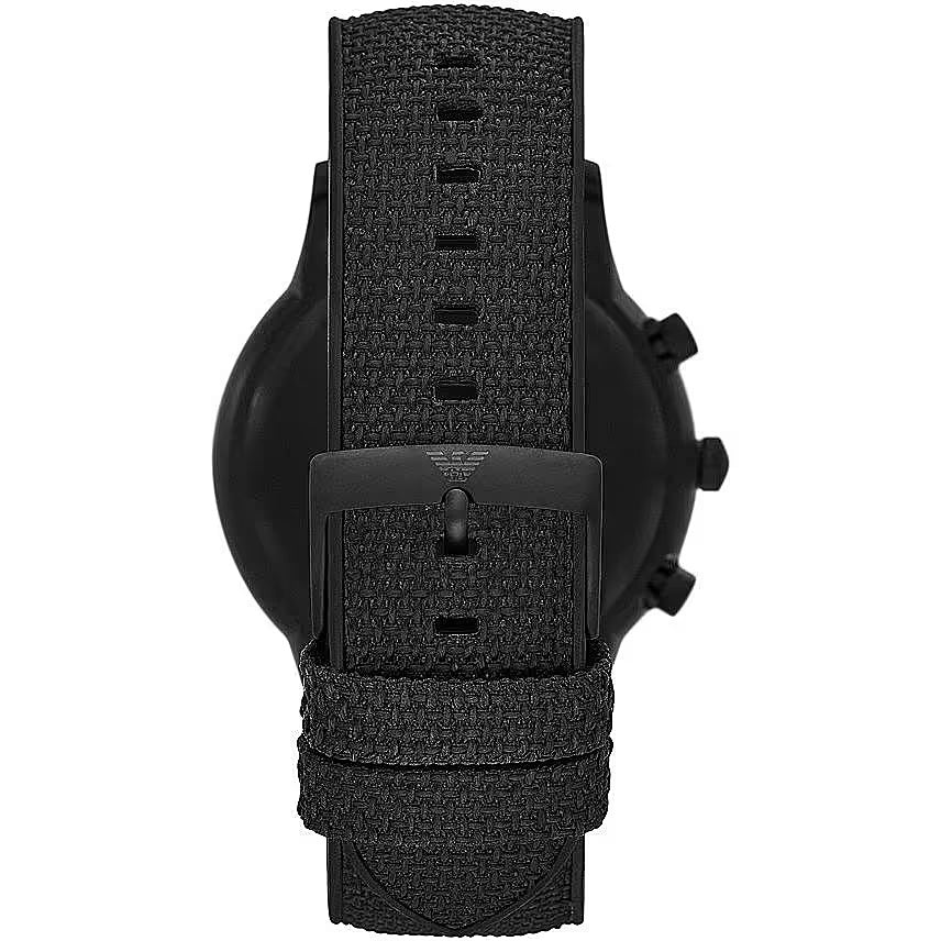 Emporio Armani Black Silicone and Steel Chronograph Watch - DEA STILOSA MILANO