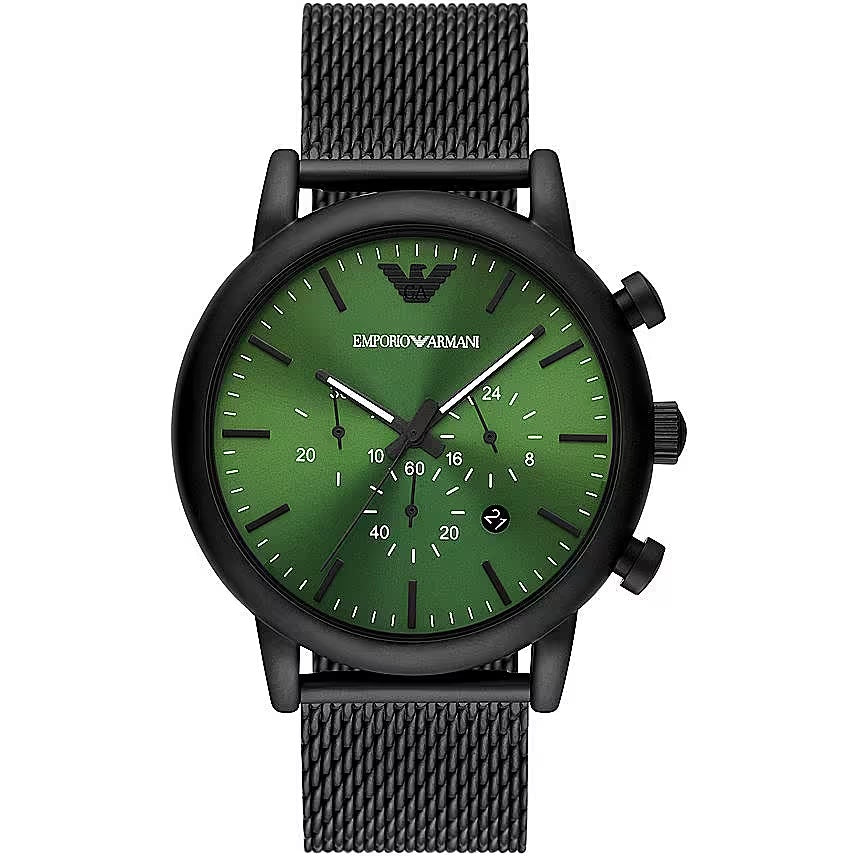 Emporio Armani Black and Green Steel Chronograph Watch - DEA STILOSA MILANO