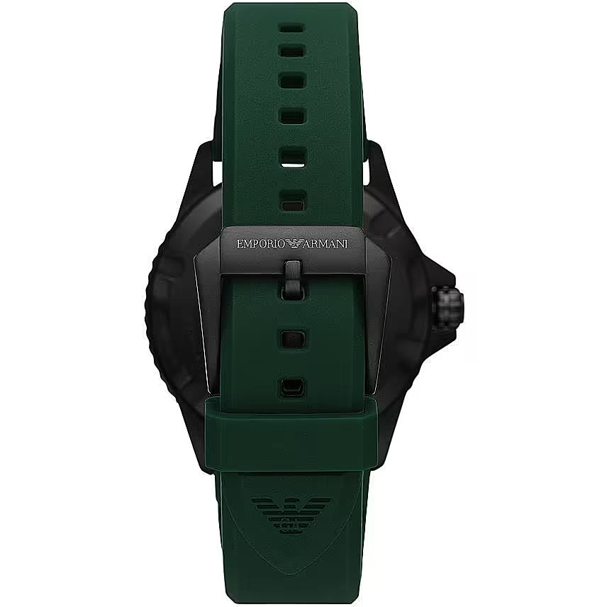 Emporio Armani Green Silicone and Steel Quartz Watch - DEA STILOSA MILANO