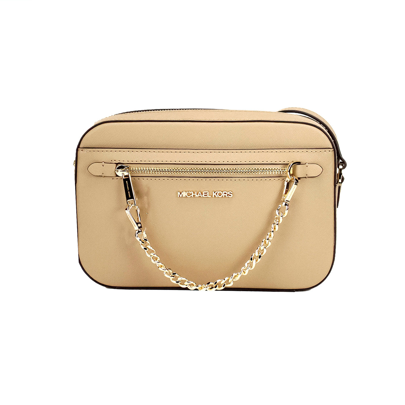 Michael Kors Jet Set East West Large Camel Leather Zip Chain Crossbody Bag - DEA STILOSA MILANO