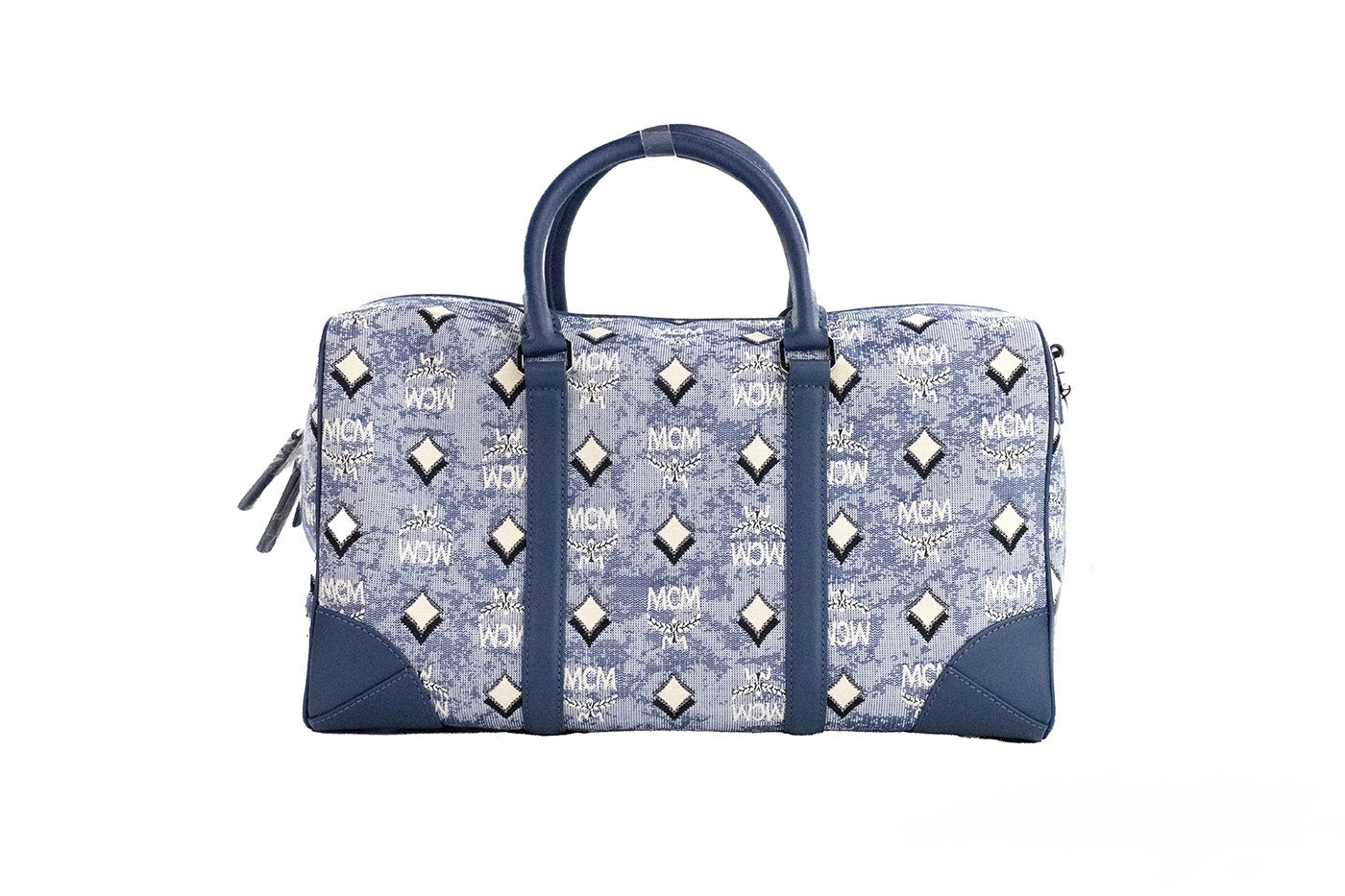 MCM Boston Medium Blue Vintage Denim Fabric Duffle Bag Crossbody Bag Purse - DEA STILOSA MILANO
