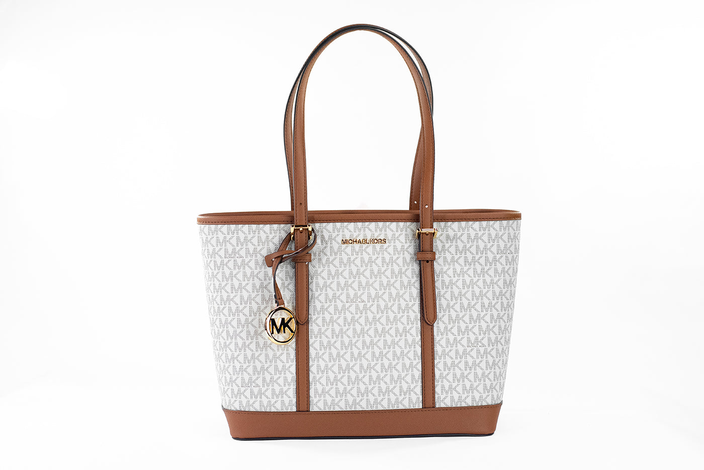 Michael Kors Jet Set Travel Small Vanilla PVC Shoulder Tote Handbag Bag Purse - DEA STILOSA MILANO