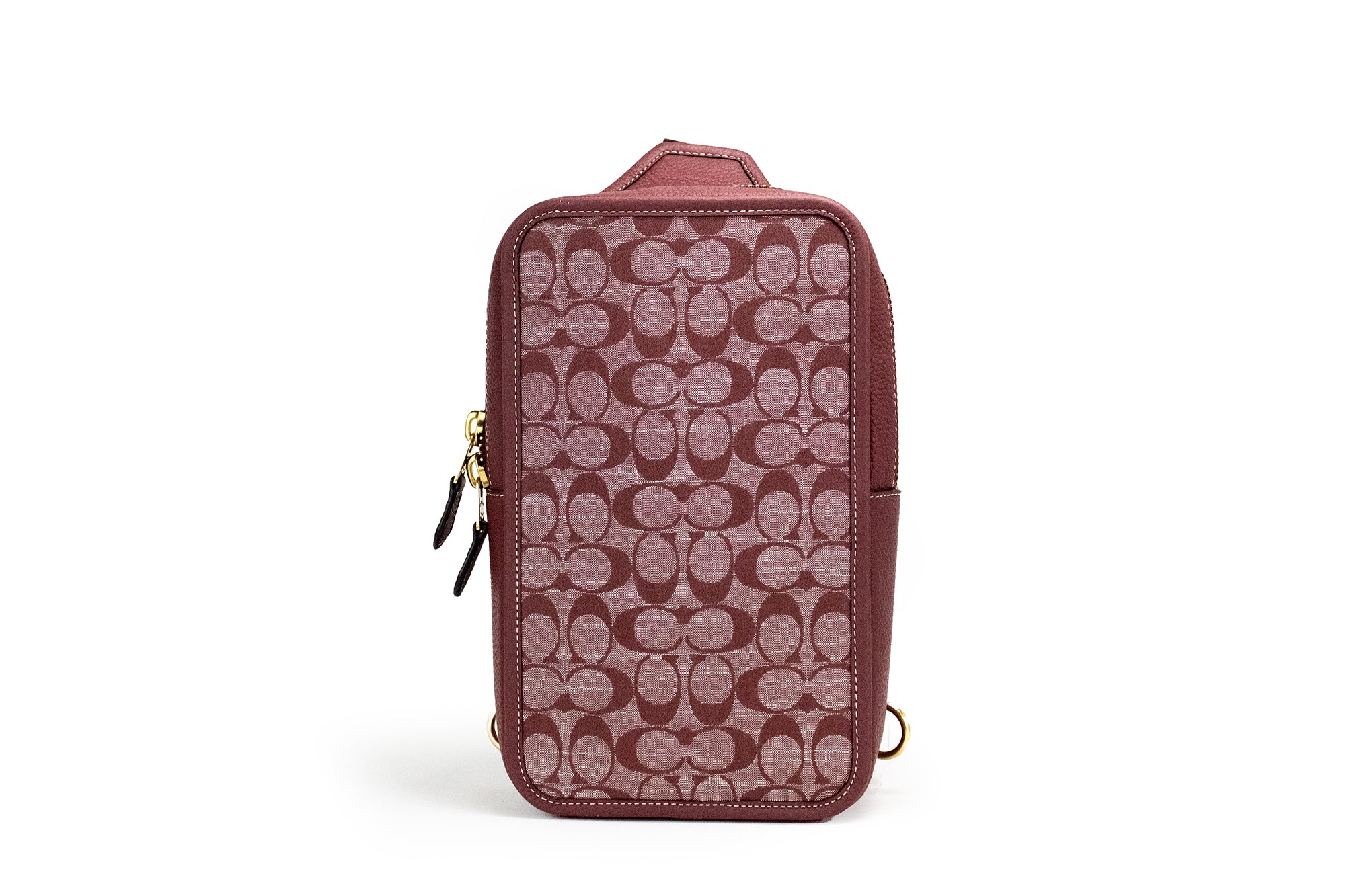 COACH Sullivan Wine Chambray Canvas Pebbled Leather Crossbody Pack Bag - DEA STILOSA MILANO