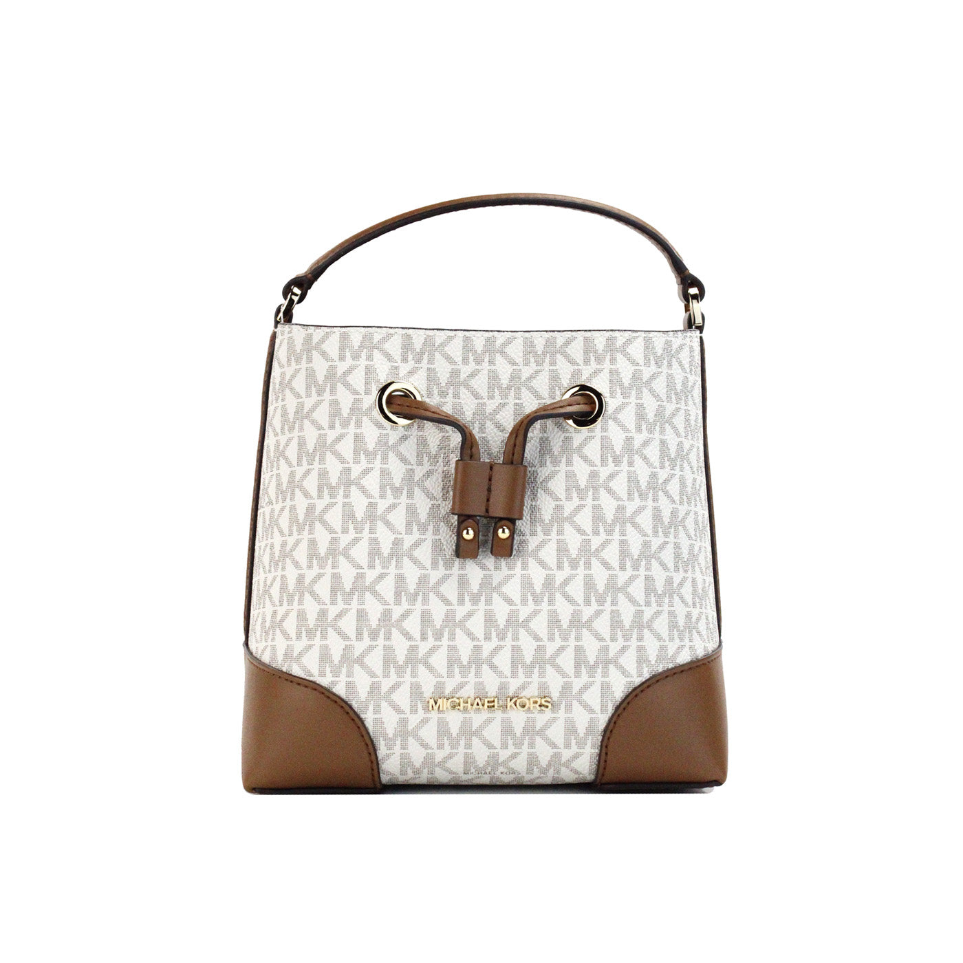 Michael Kors Mercer Small Vanilla Signature Leather Bucket Crossbody Bag - DEA STILOSA MILANO