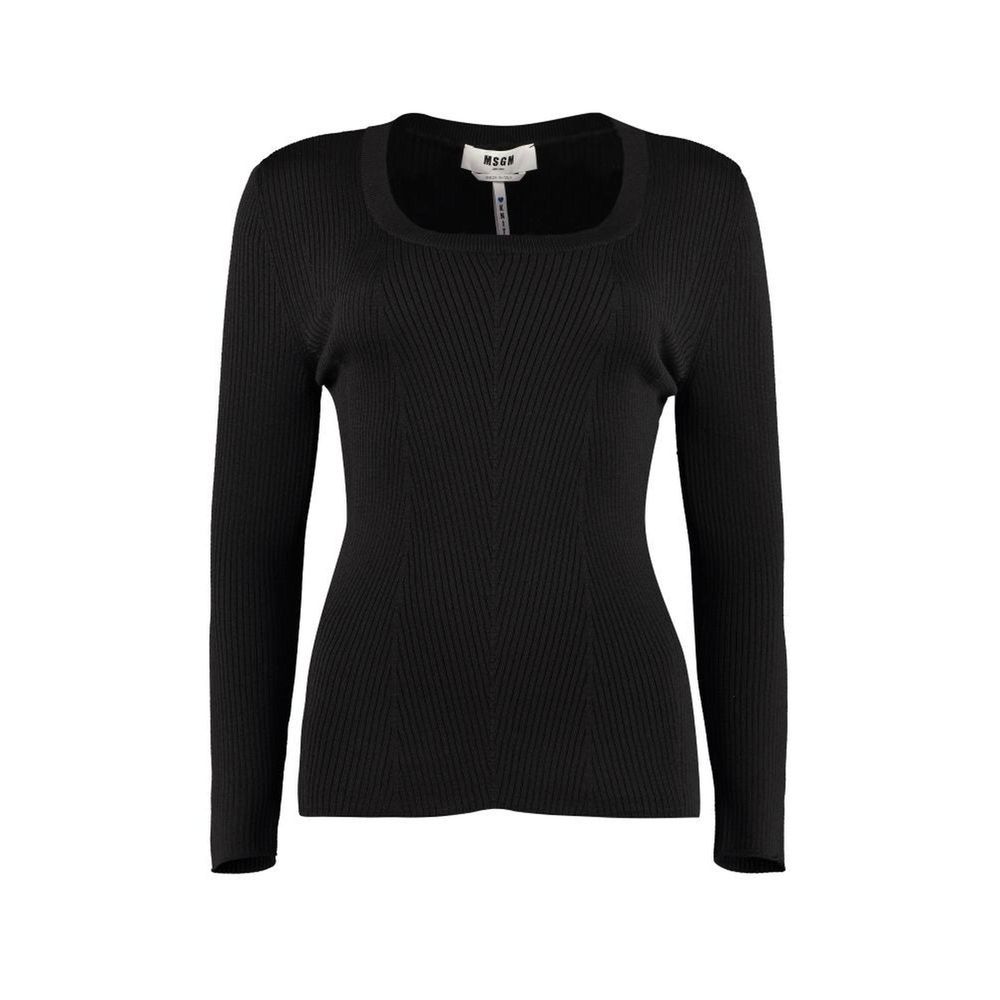 MSGM Black Cotton Wool Polyamide Sweatshirt