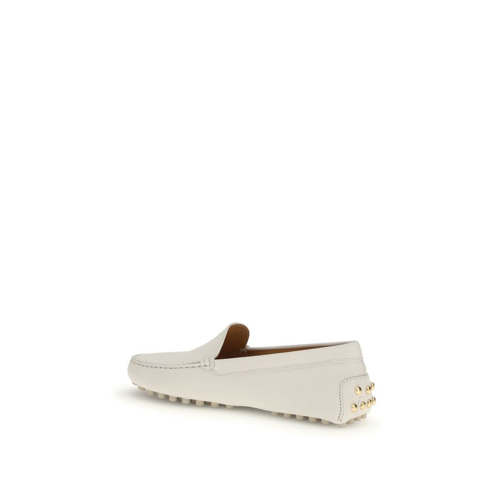 Tod's Cream Calf Leather Bos Taurus Slip-On Loafers