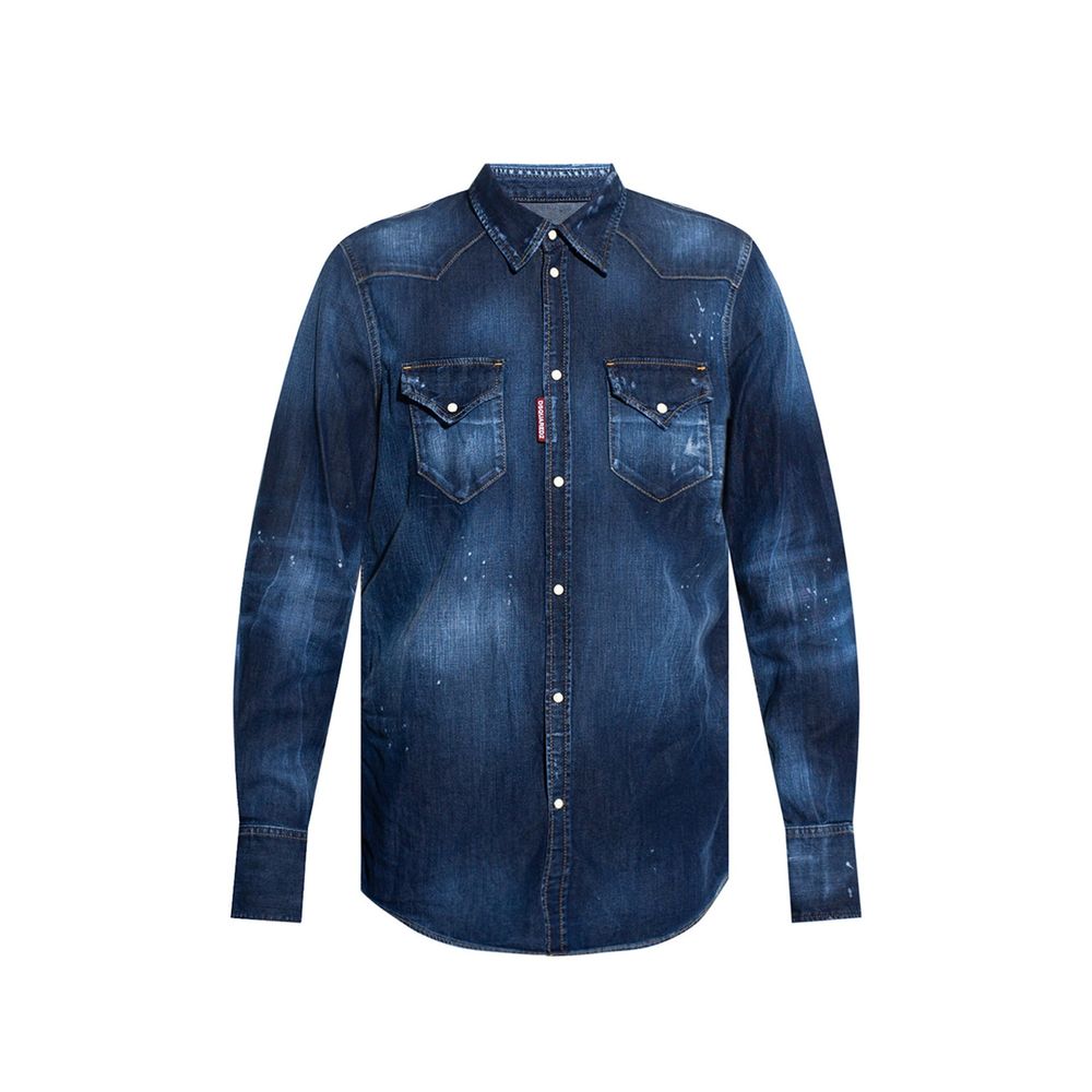 Dsquared² Blue Denim Shirt - Luxurious Designer Couture