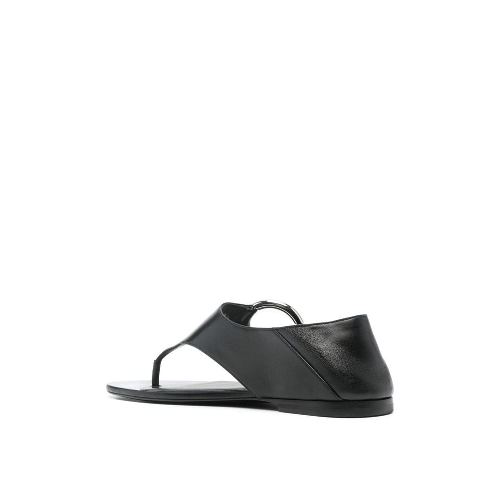 Saint Laurent Black Calfskin Flat Sandals