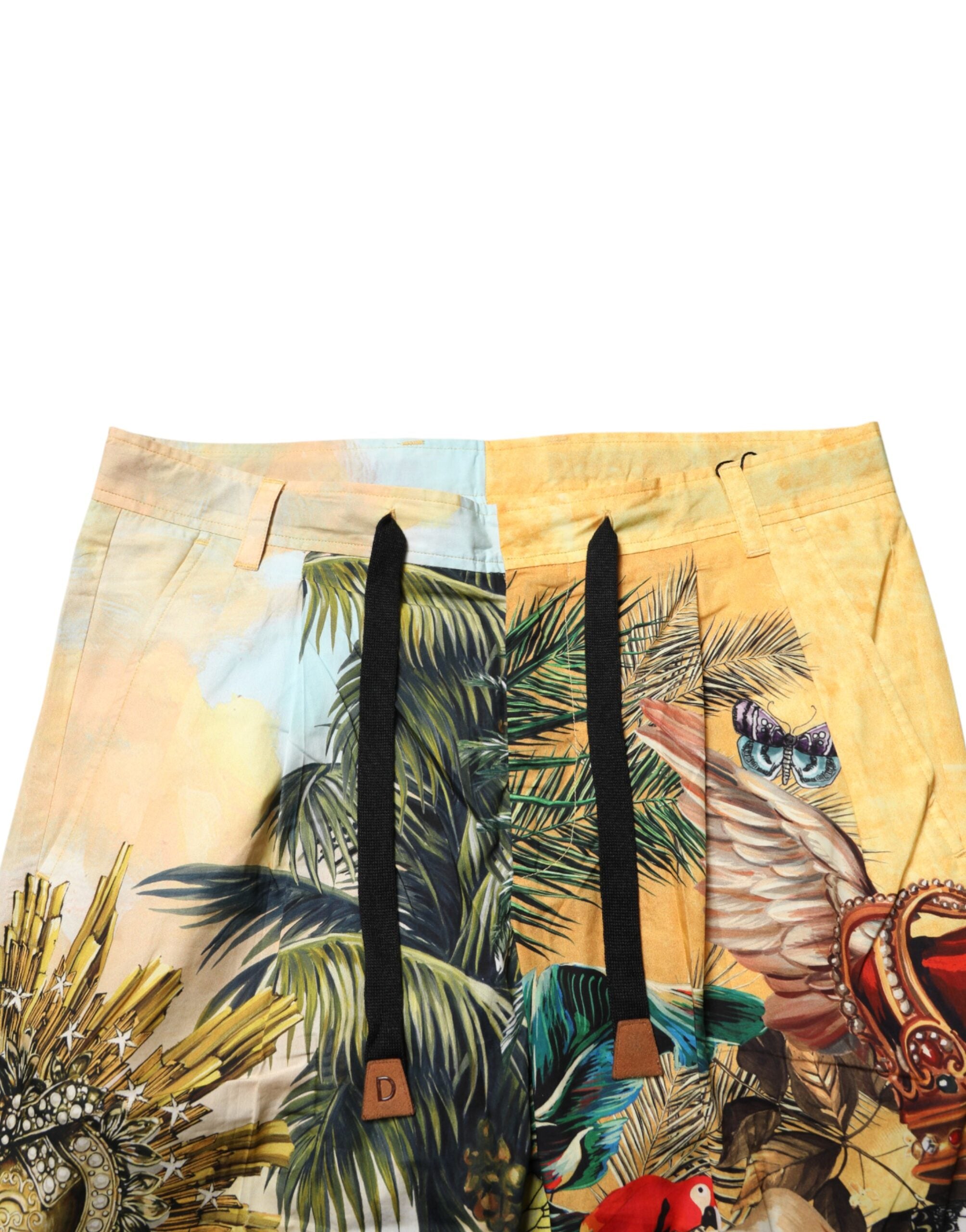 Indulge in the luxurious Dolce & Gabbana Multicolor Tropical King Lounge Trouser Pants, crafted from 100% cotton for effortless elegance and refined comfort in every moment.