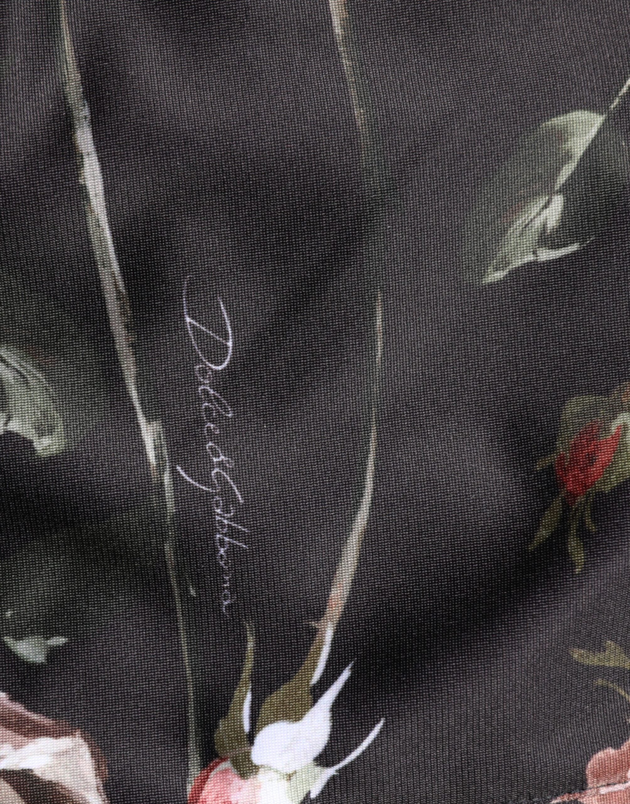 Dolce & Gabbana Black Floral Straight-Leg Chino Trouser Pants