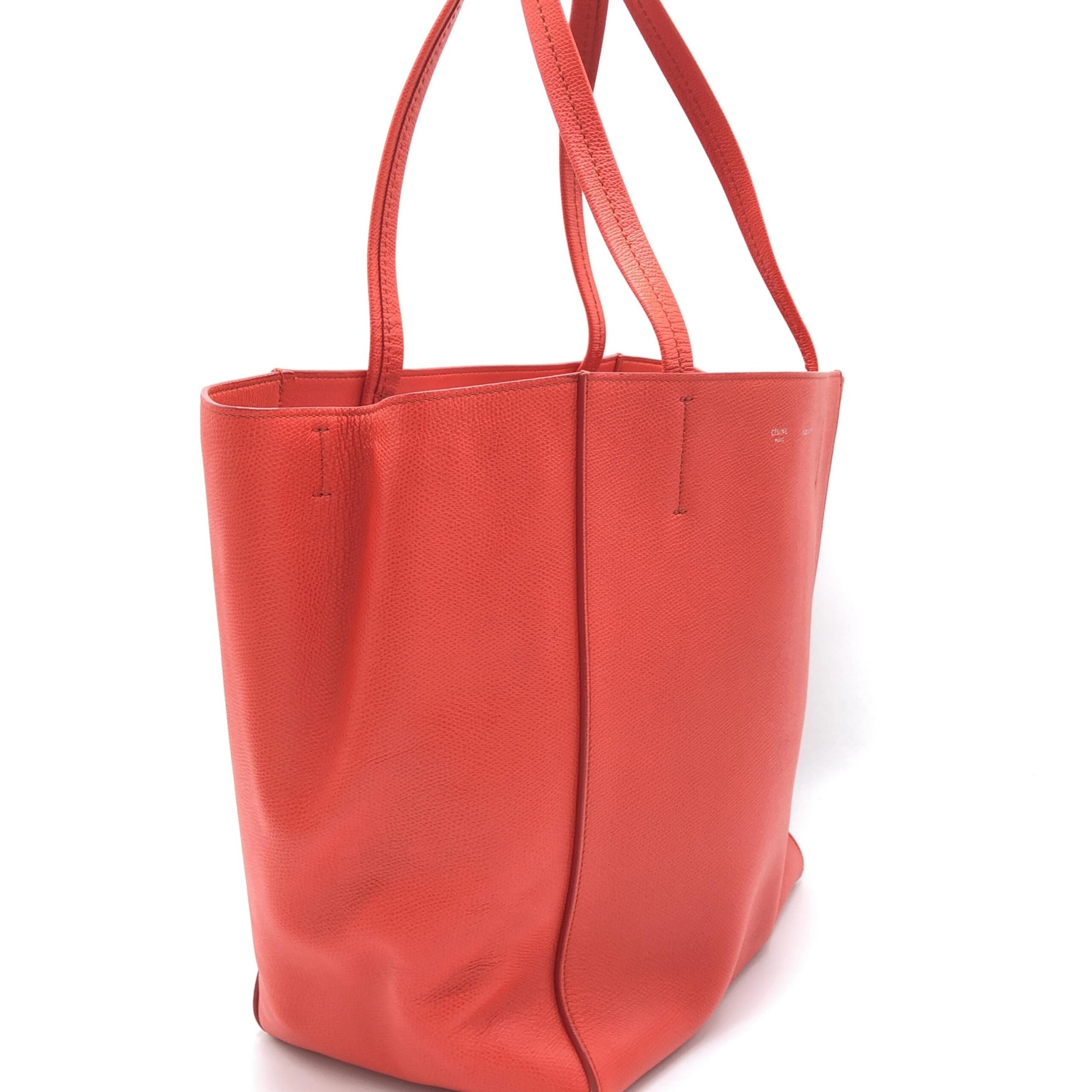 Celine Cabas Phantom Red Pebbled Leather Tote Bag
