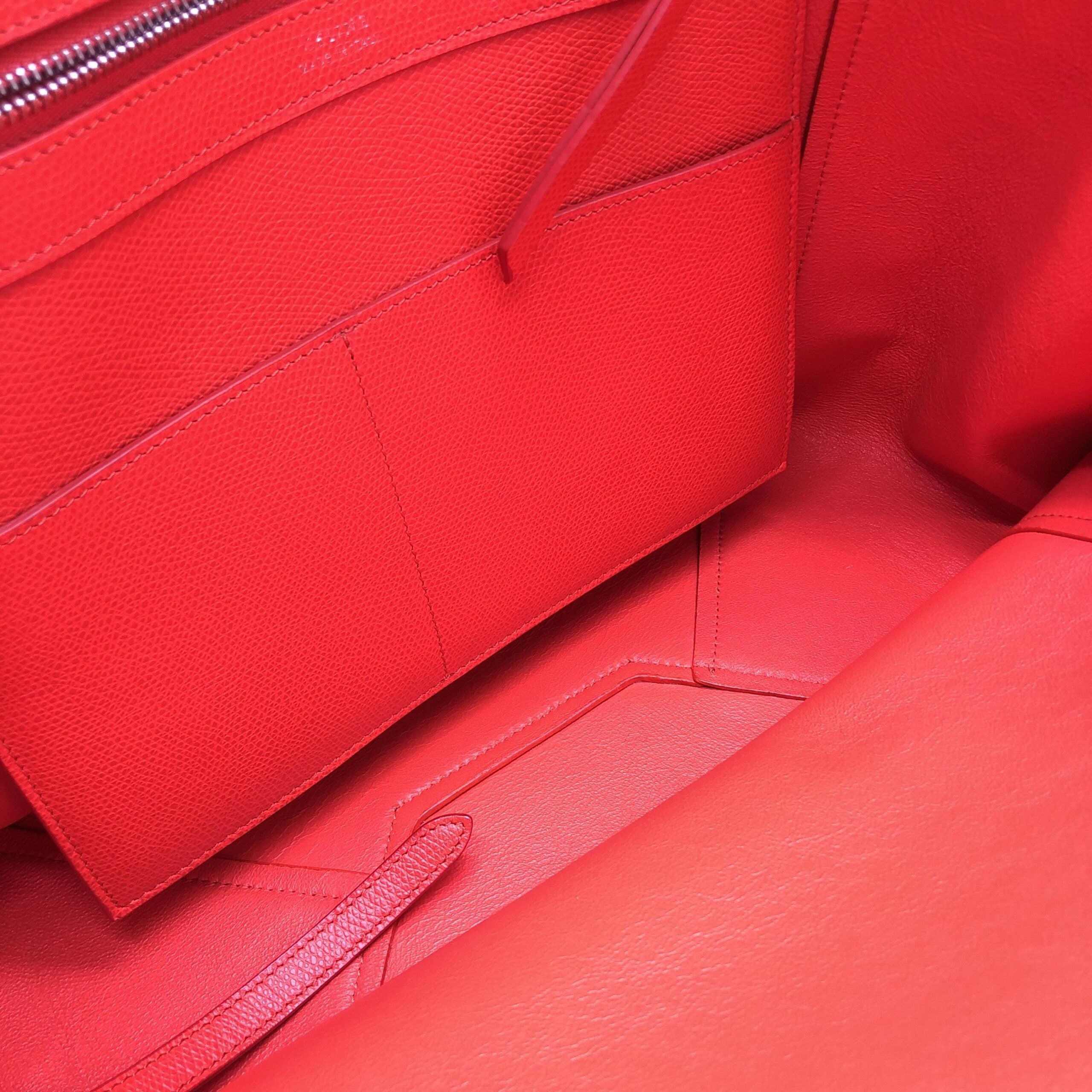 Celine Cabas Phantom Red Pebbled Leather Tote Bag