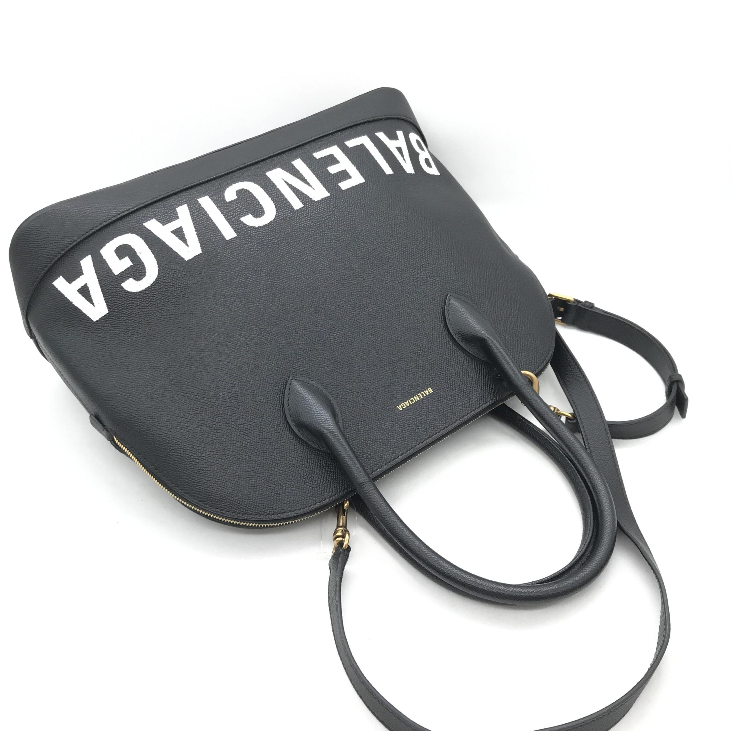 Balenciaga Black Grained Leather Ville Top Handle Bag