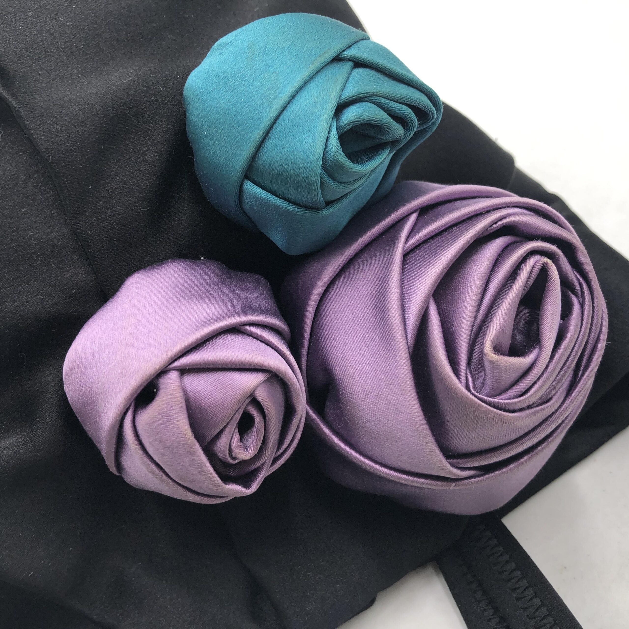 Prada Black Handbag With Colorful Satin Roses