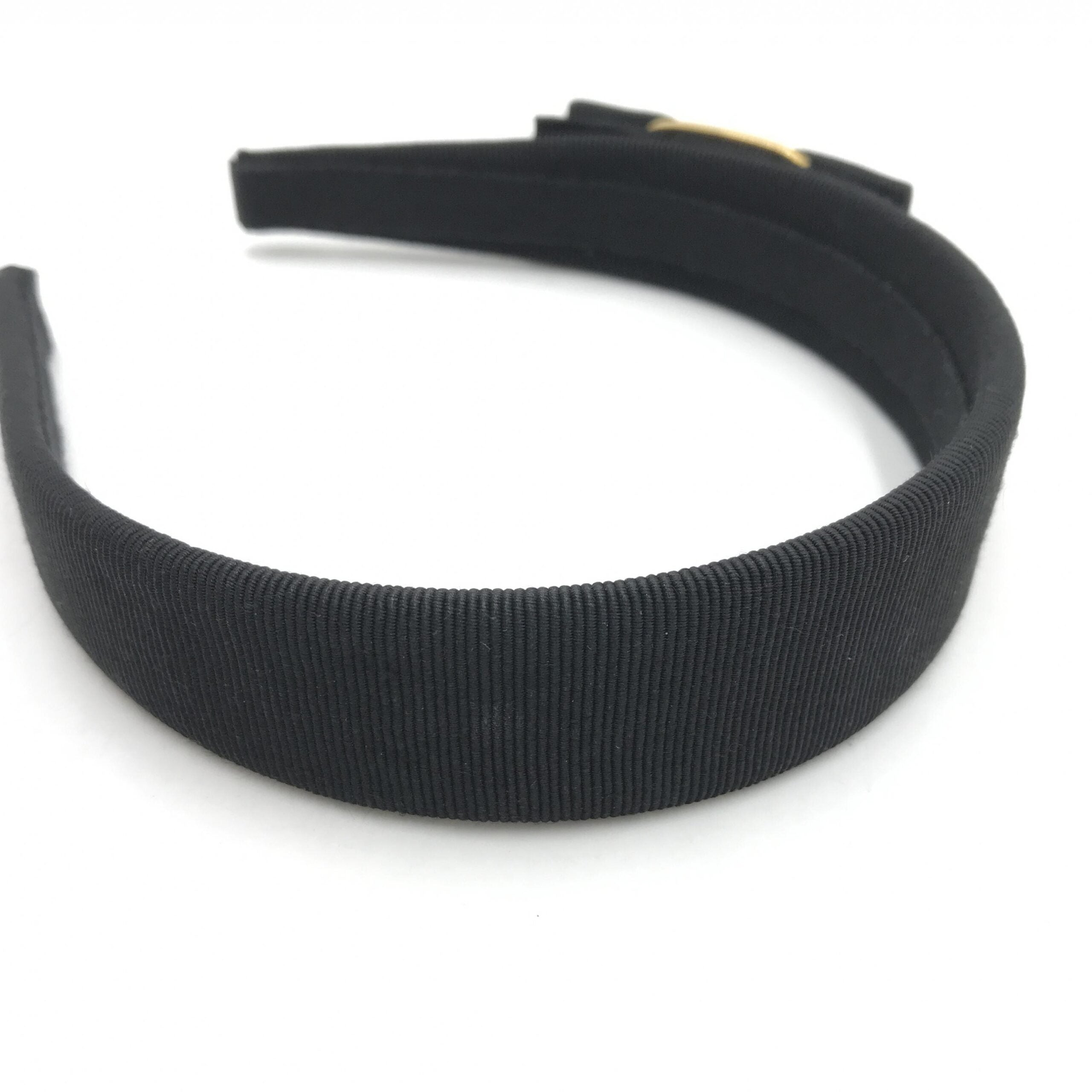 Salvatore Ferragamo Black Grosgrain Headband With Gold Hardware
