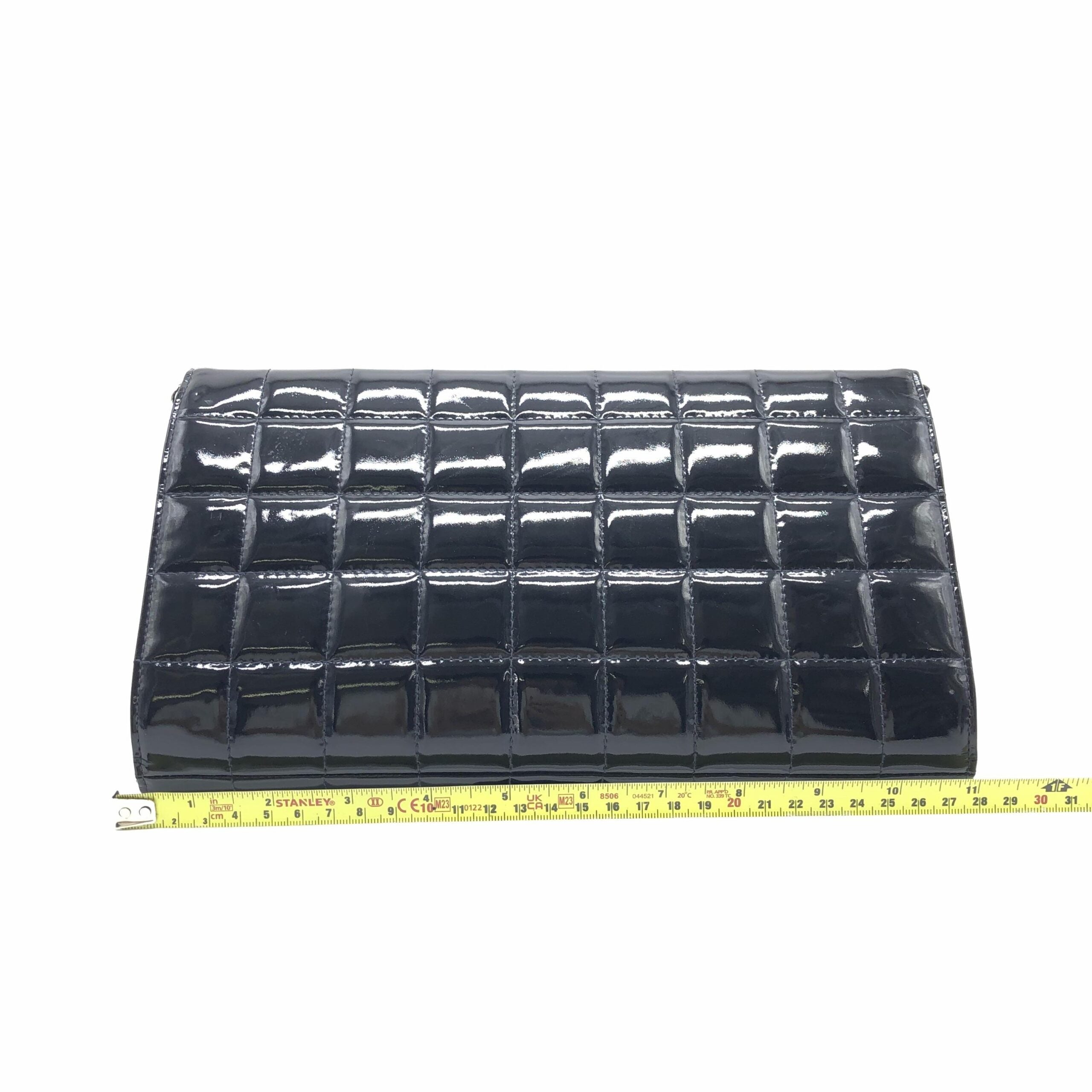 Chanel Black Patent Chocolate Bar Chain Shoulder Bag