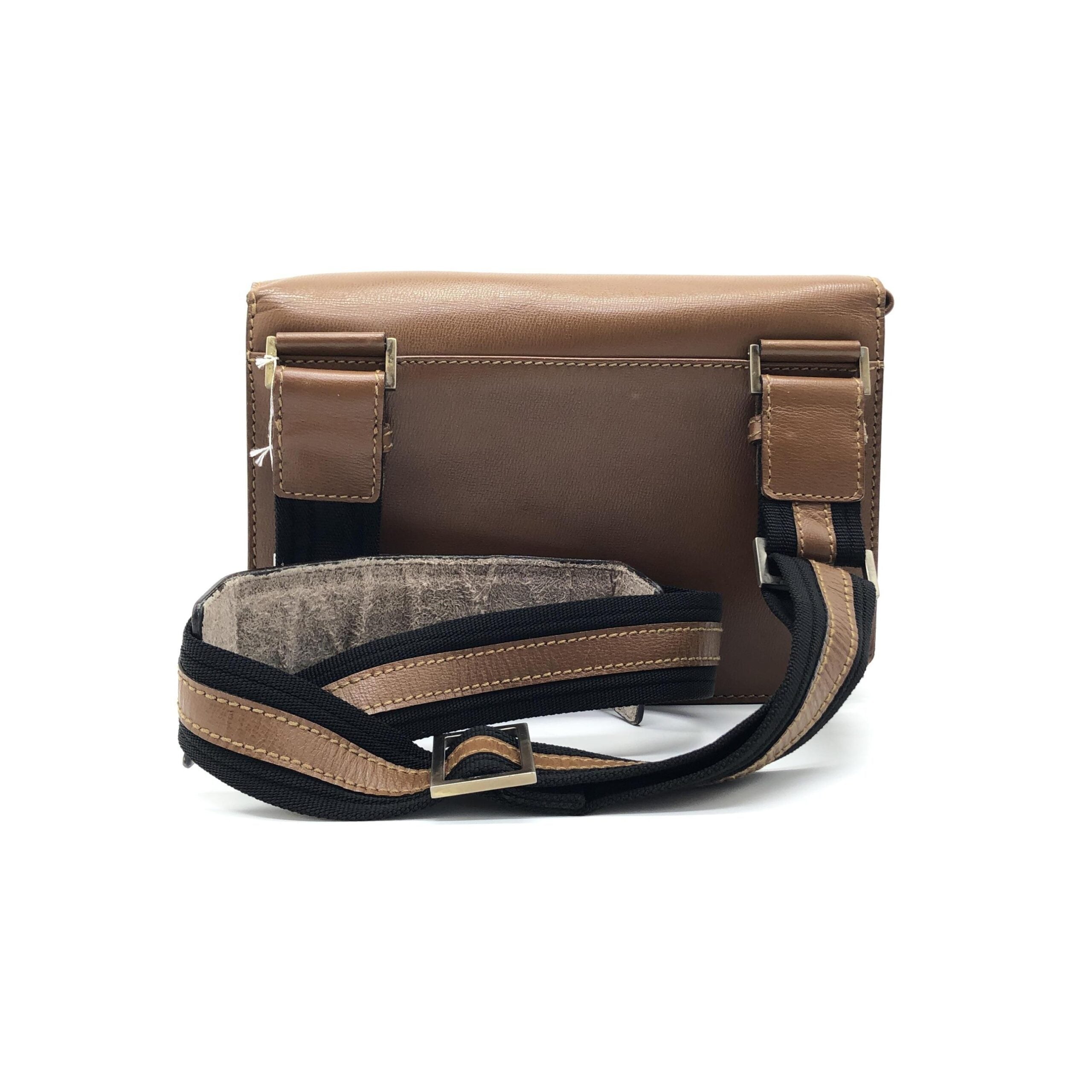 Salvatore Ferragamo Brown Leather Handbag With Metal Clasp