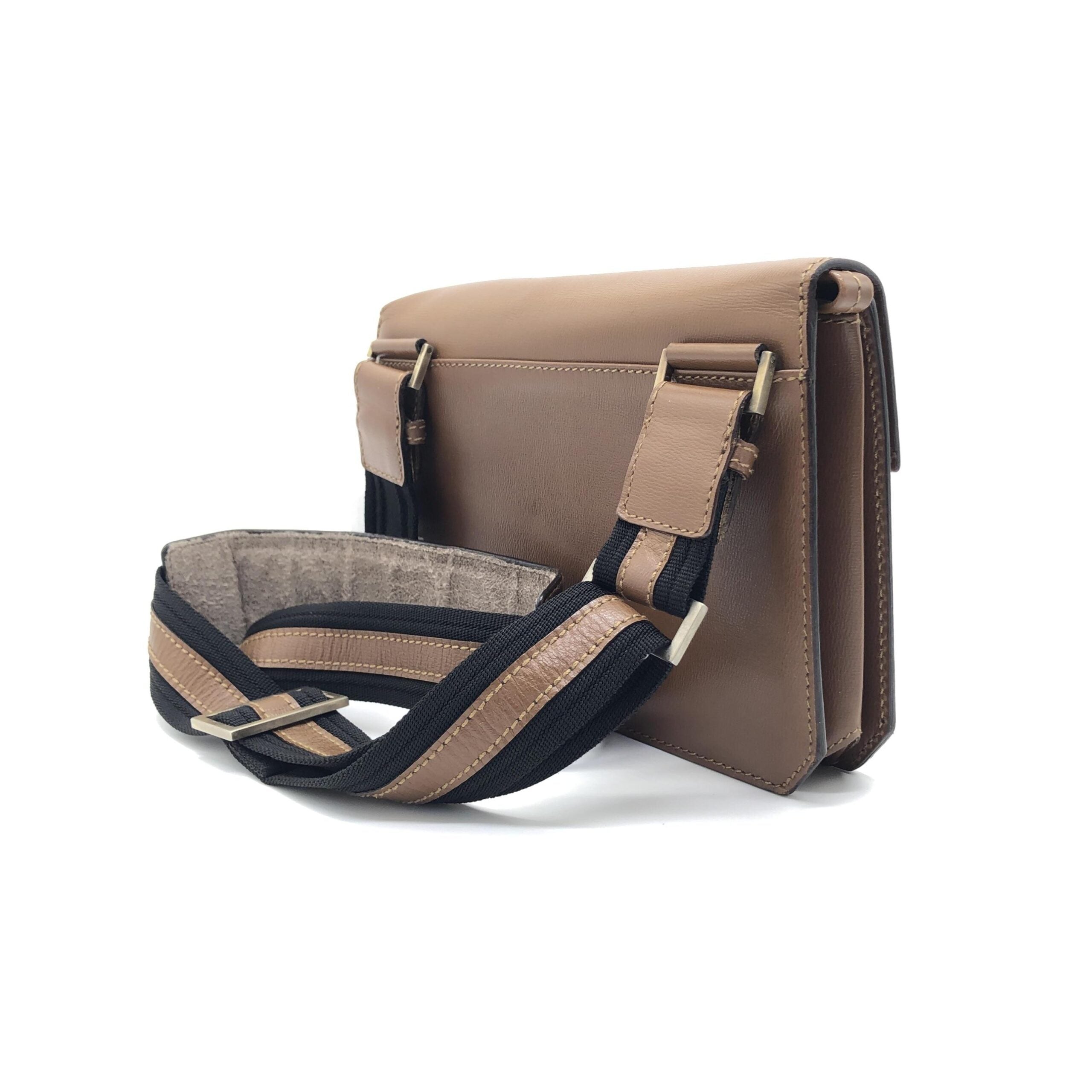 Salvatore Ferragamo Brown Leather Handbag With Metal Clasp