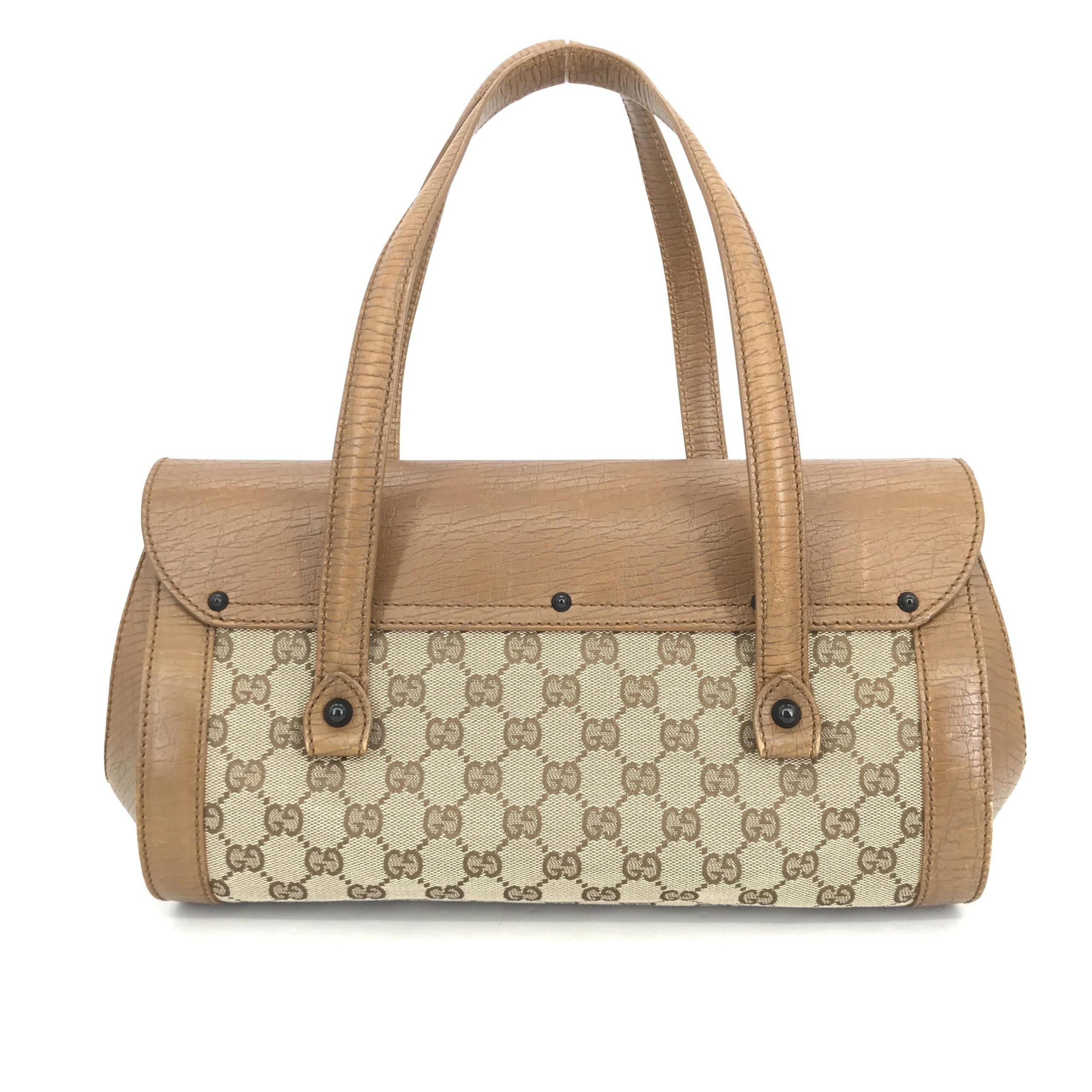 Gucci Canvas Bamboo Bullet Bag, Brown Color
