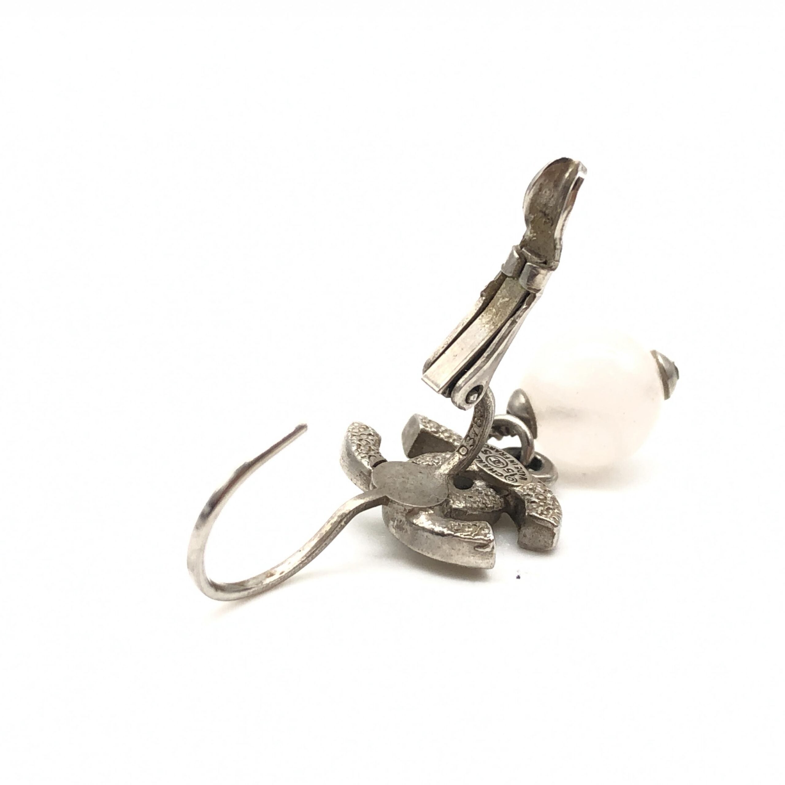 Chanel CC Crystal Faux Pearl Earrings