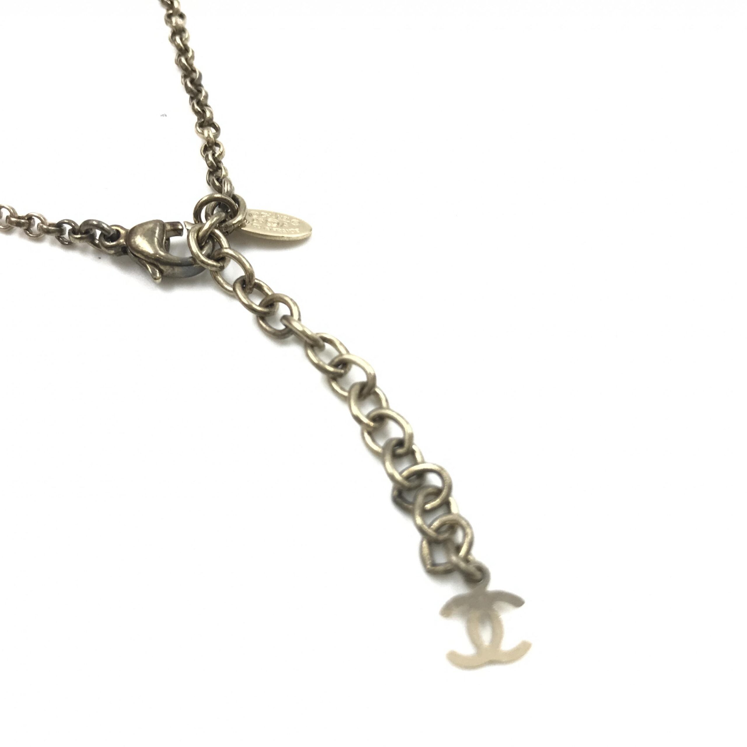 Chanel Coco Mark Mademoiselle Camellia Flower Round Hologram Black Necklace