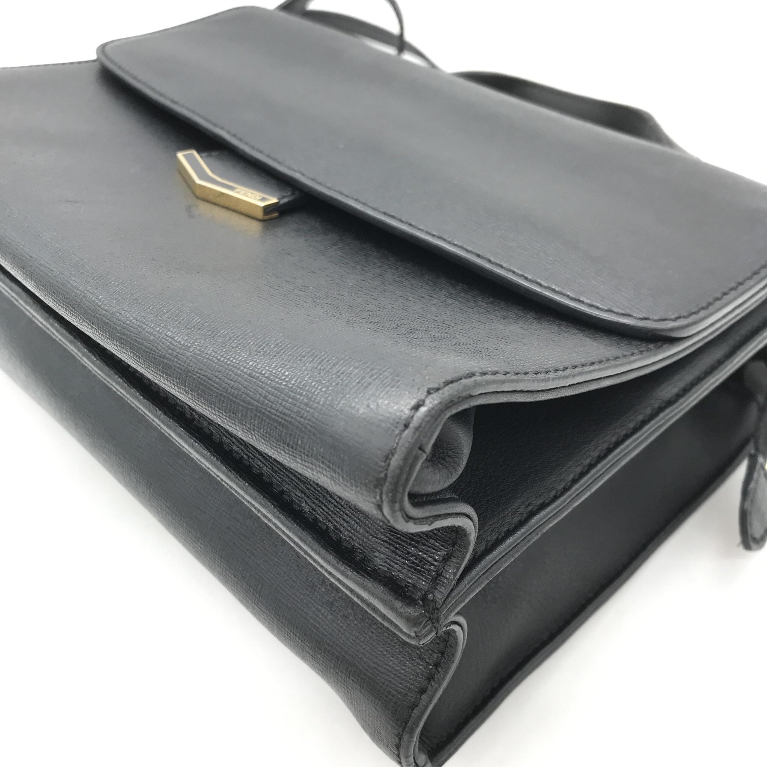 Fendi Demi Jour Black Leather Top Handle Shoulder Bag