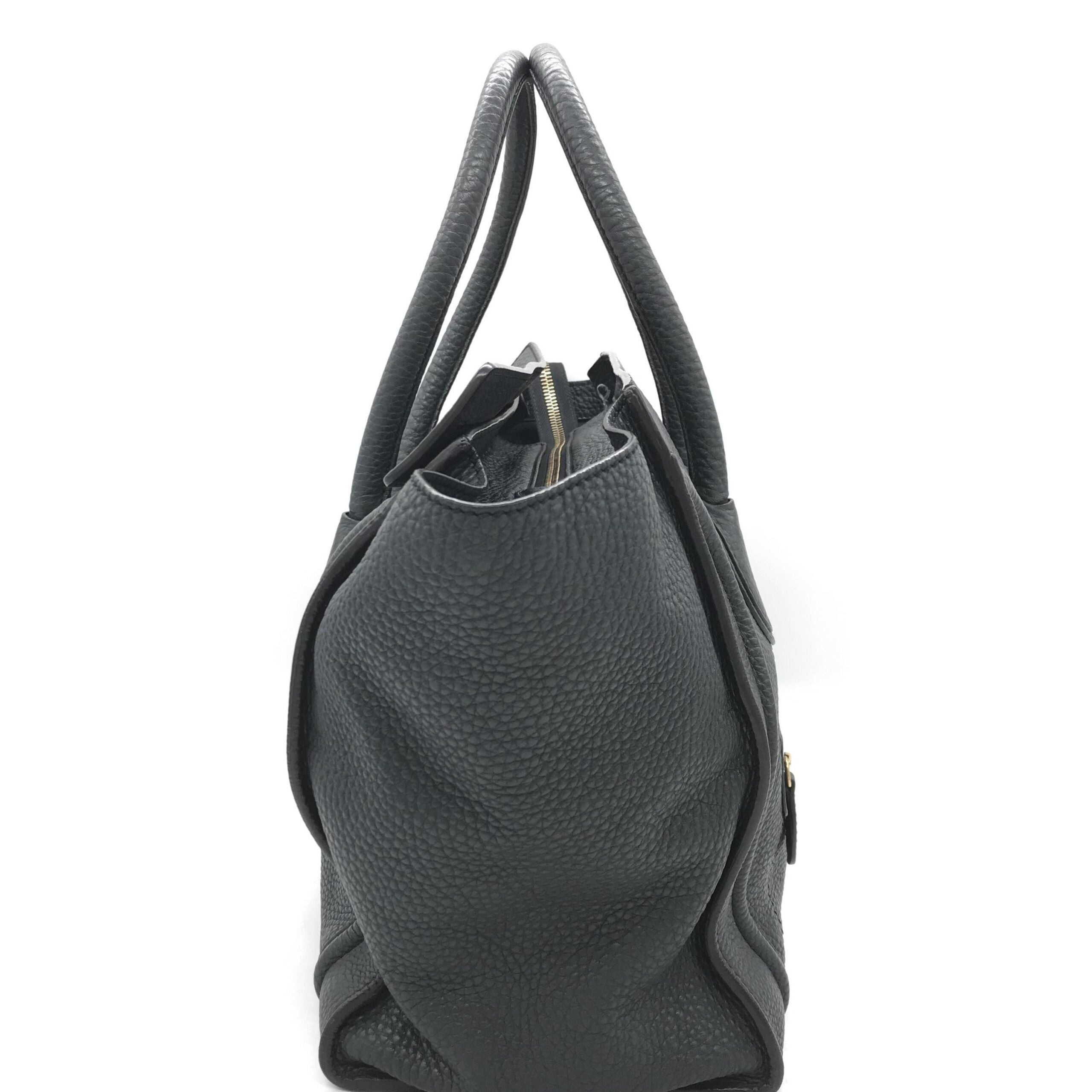 Celine Drummed Calfskin Luggage Leather Tote Bag