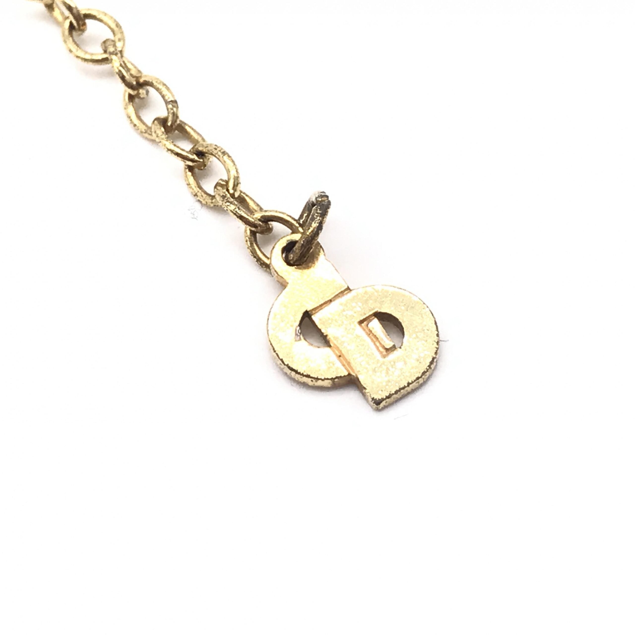 Christian Dior Gold Heart Pendant With Rhinestones