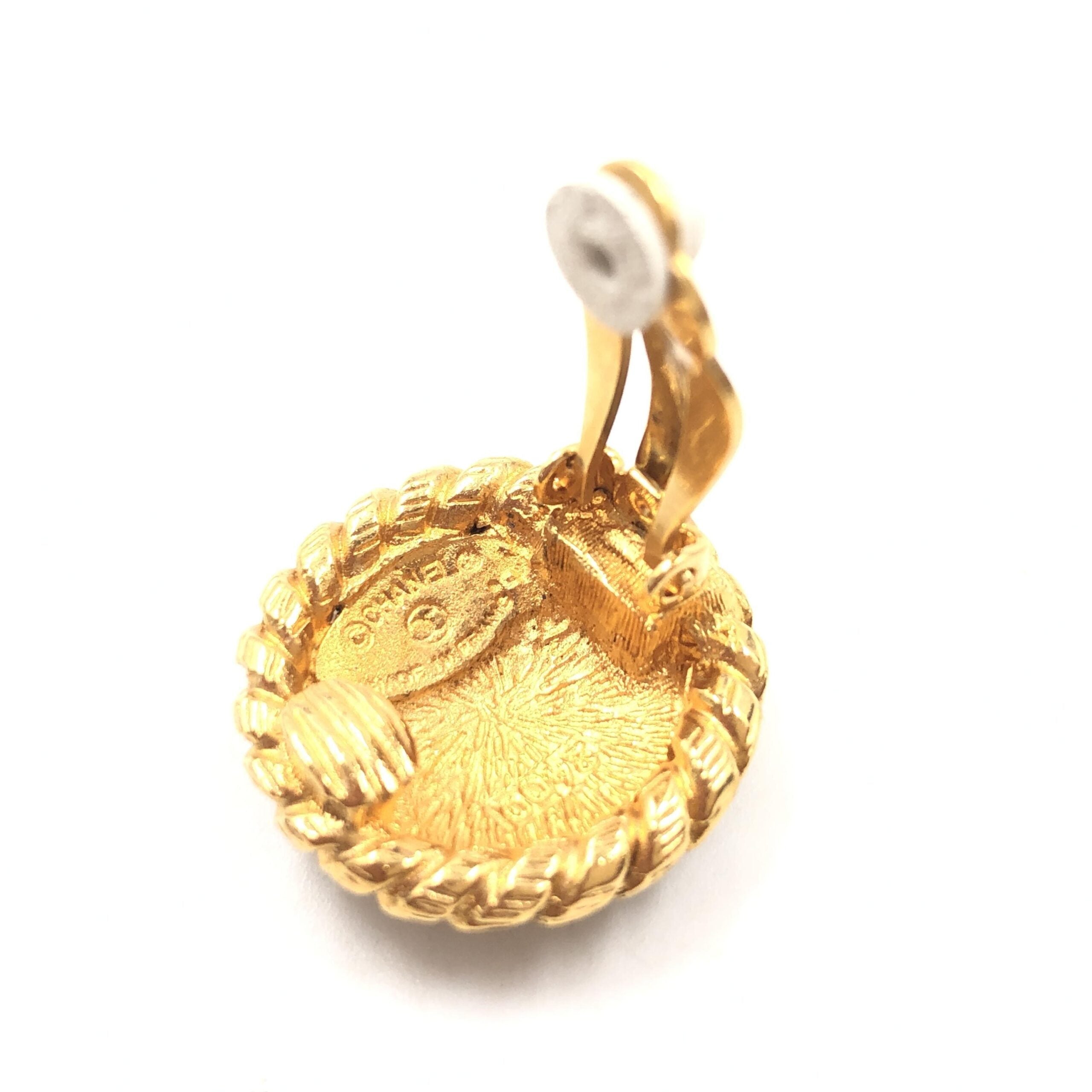 Chanel Gold Plated CC Clip On Earrings