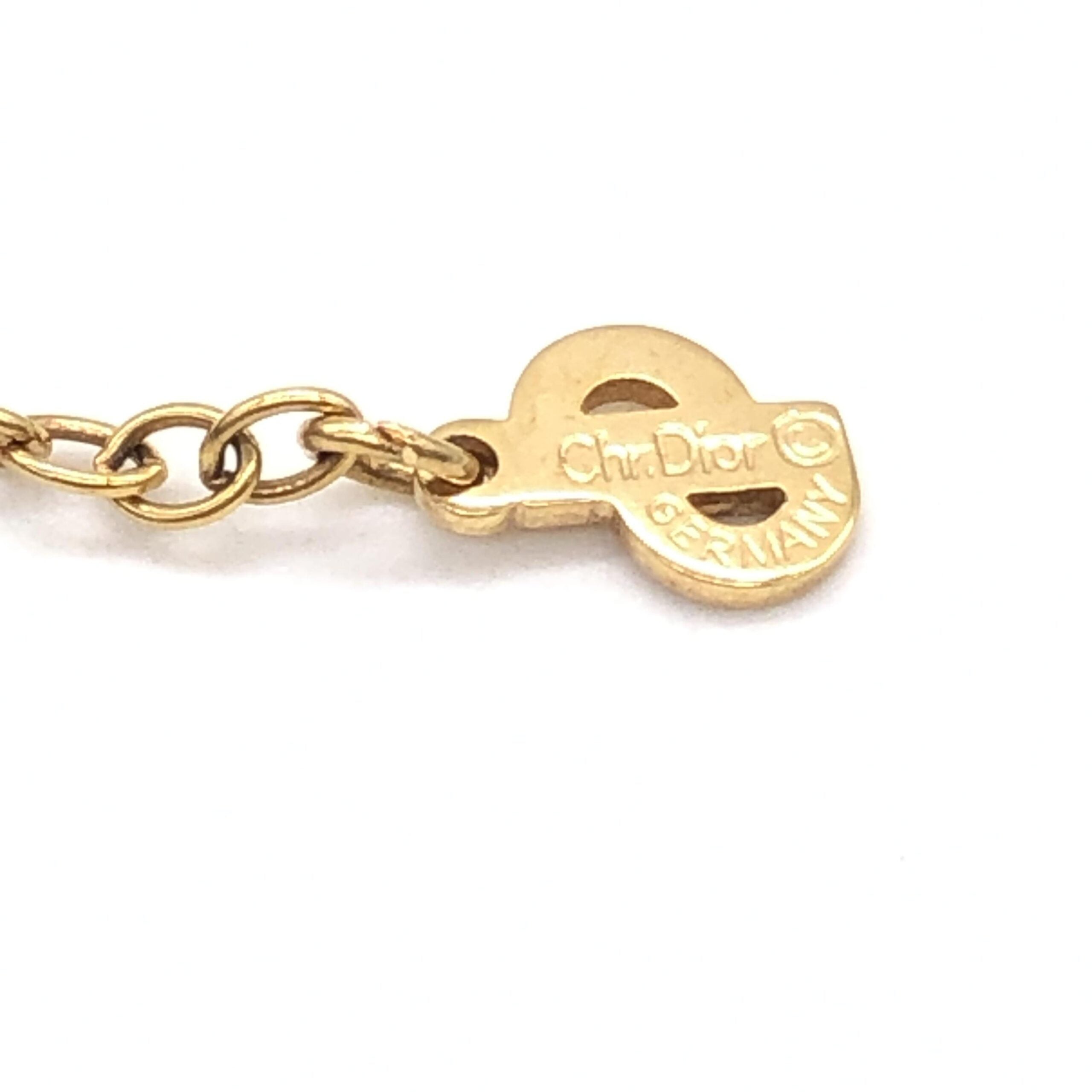 Christian Dior Gold Plated CD Pendant Necklace With Chain