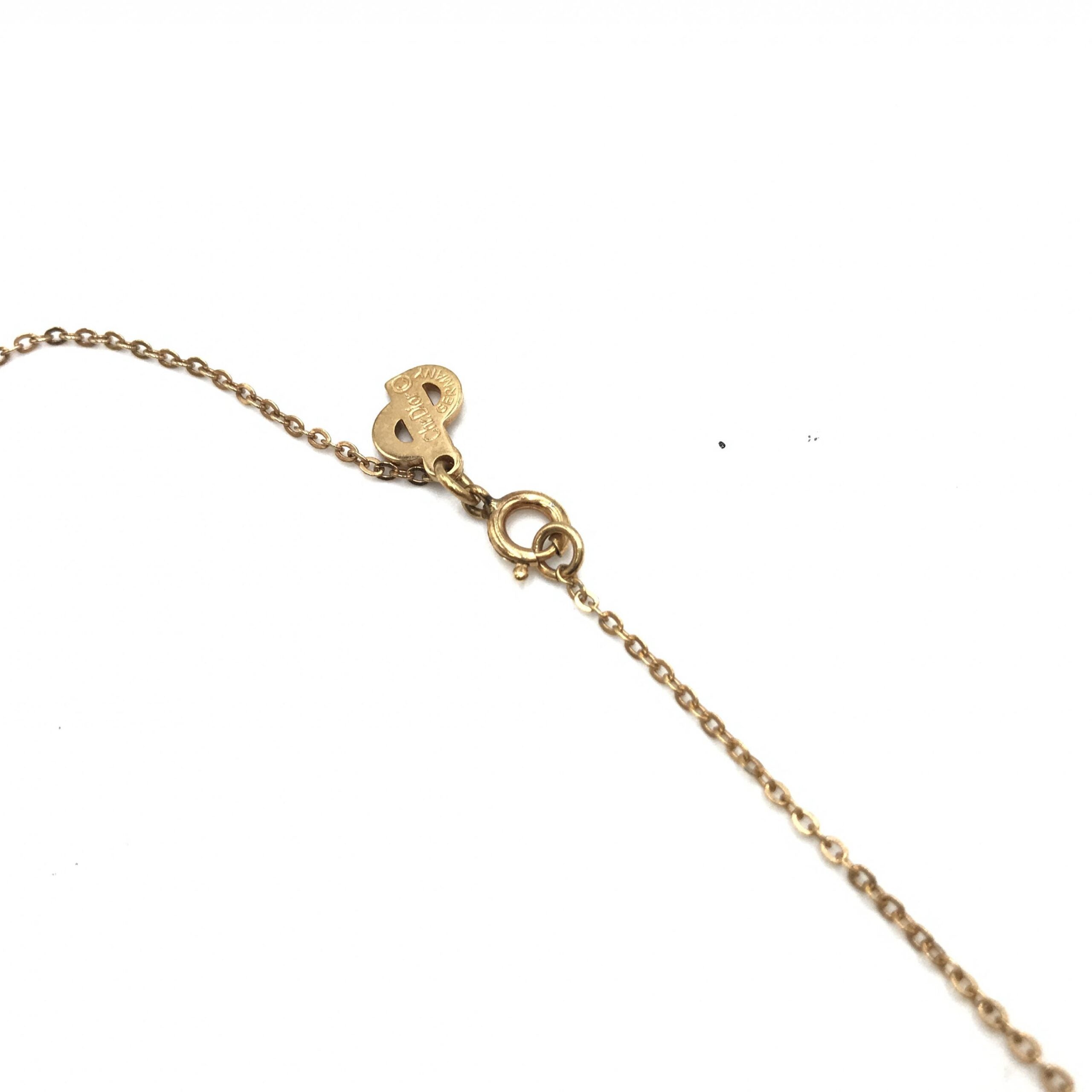 Christian Dior Gold PLated Necklace With Rhinestone Pendant