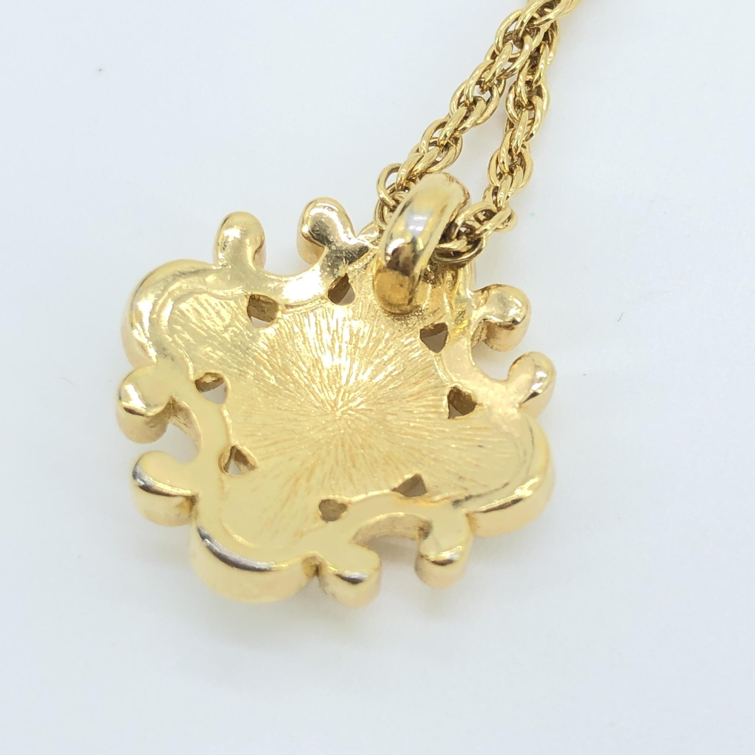 Christian Dior Gold Plated Flower Pendant On Delicate Chain