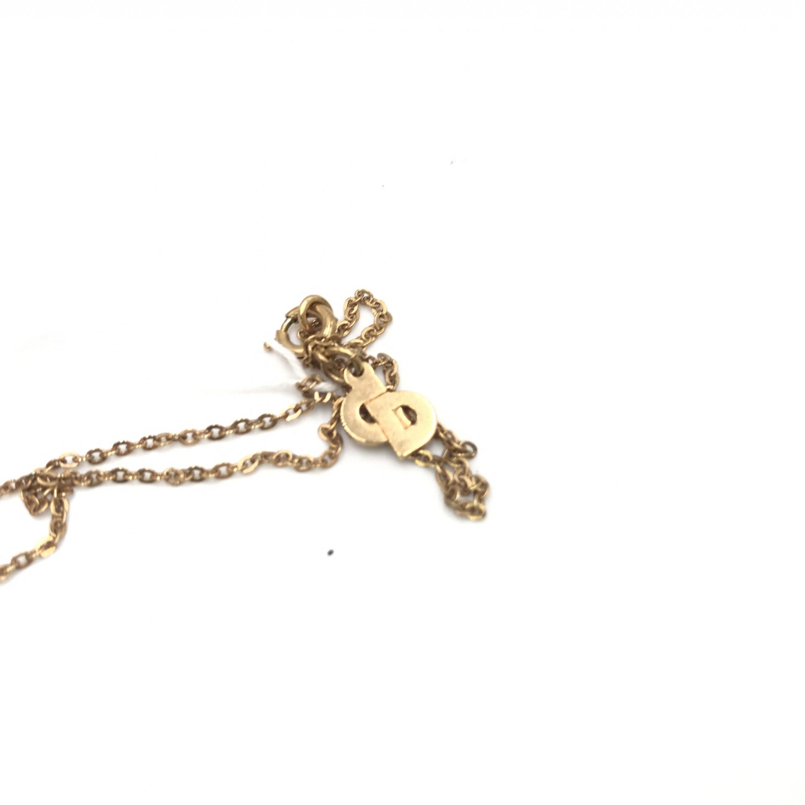 Christian Dior Gold PLated Necklace With Rhinestone Pendant