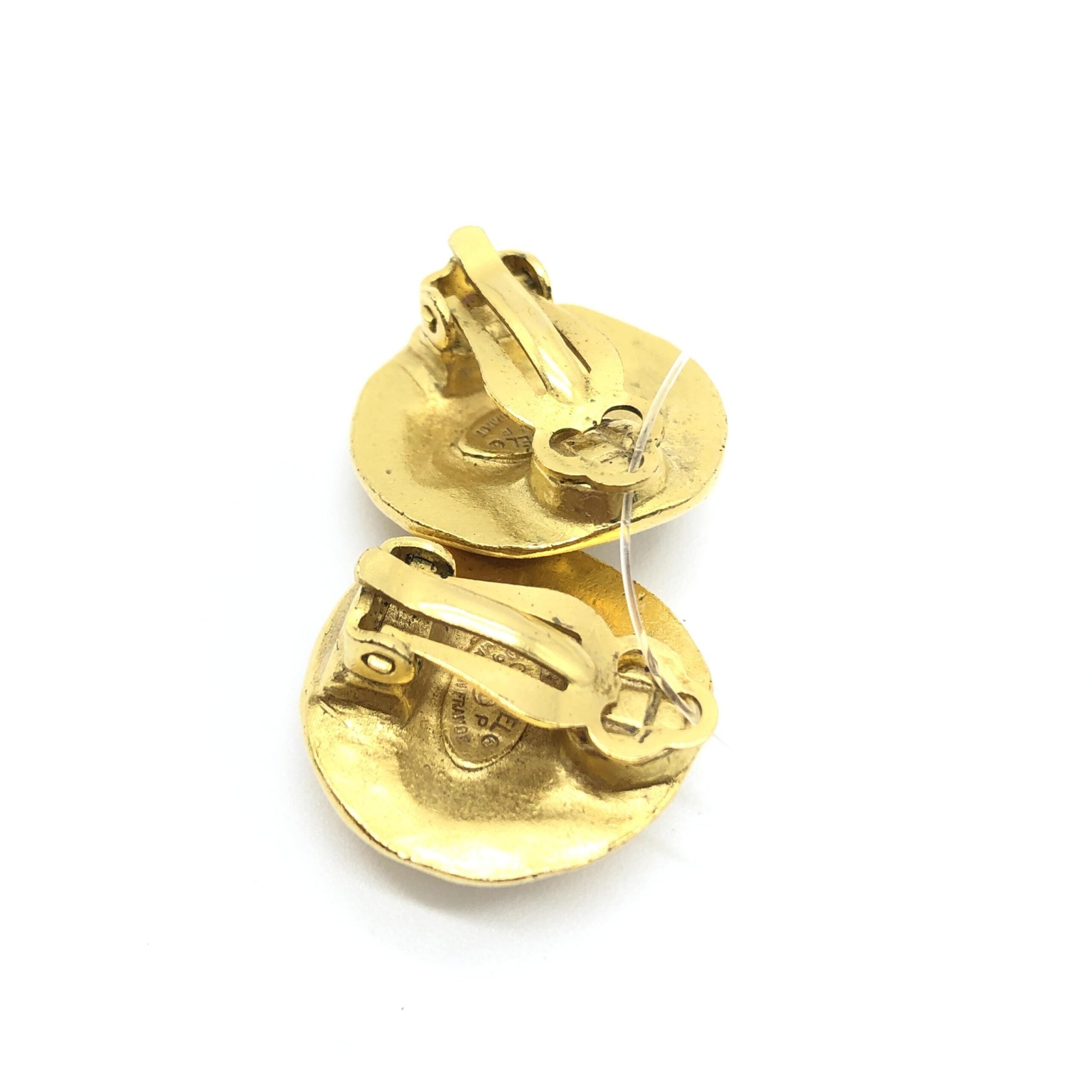 Chanel Gold Tone CC Clip-On Earrings