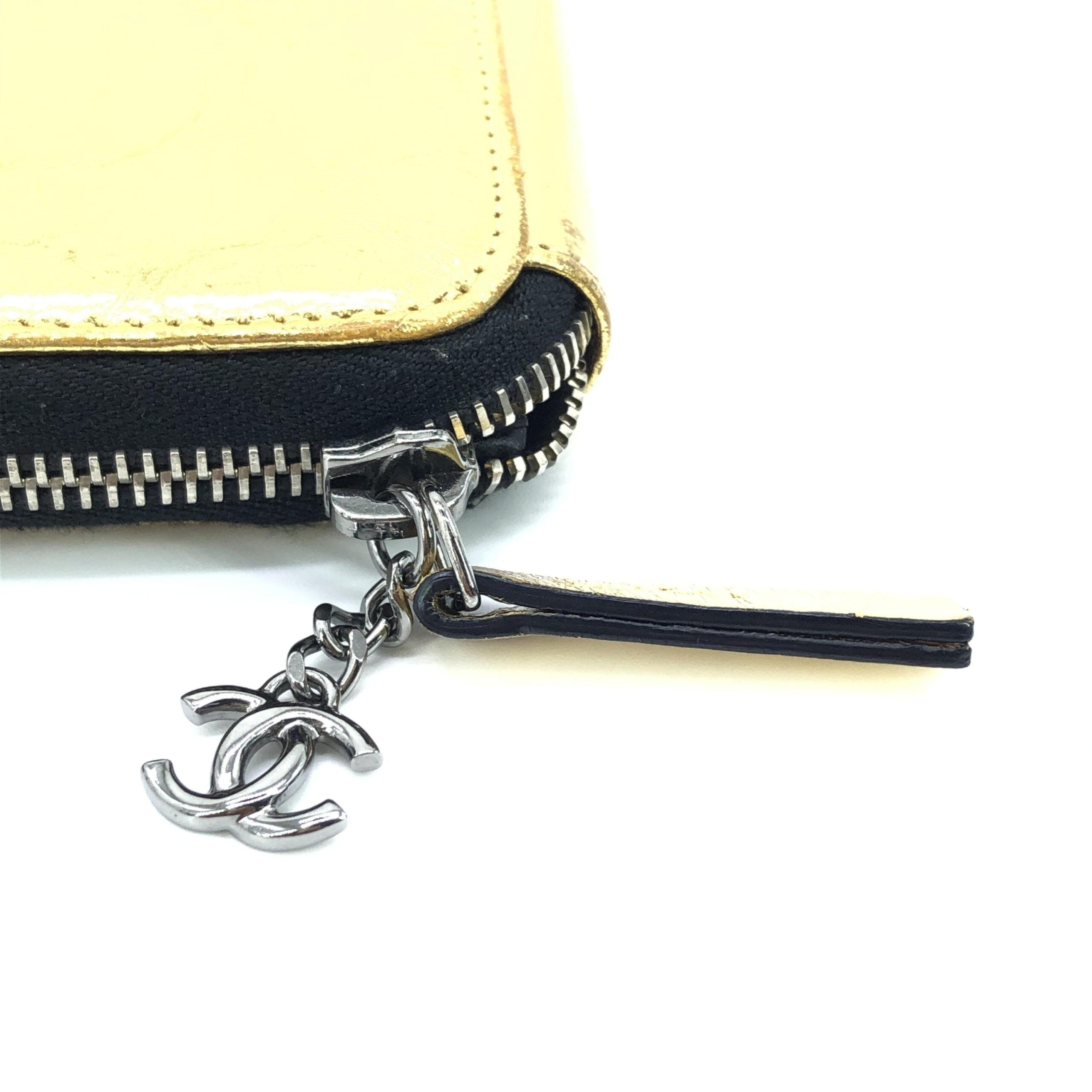 Chanel Gold Tone Votez Coco Zip Clutch