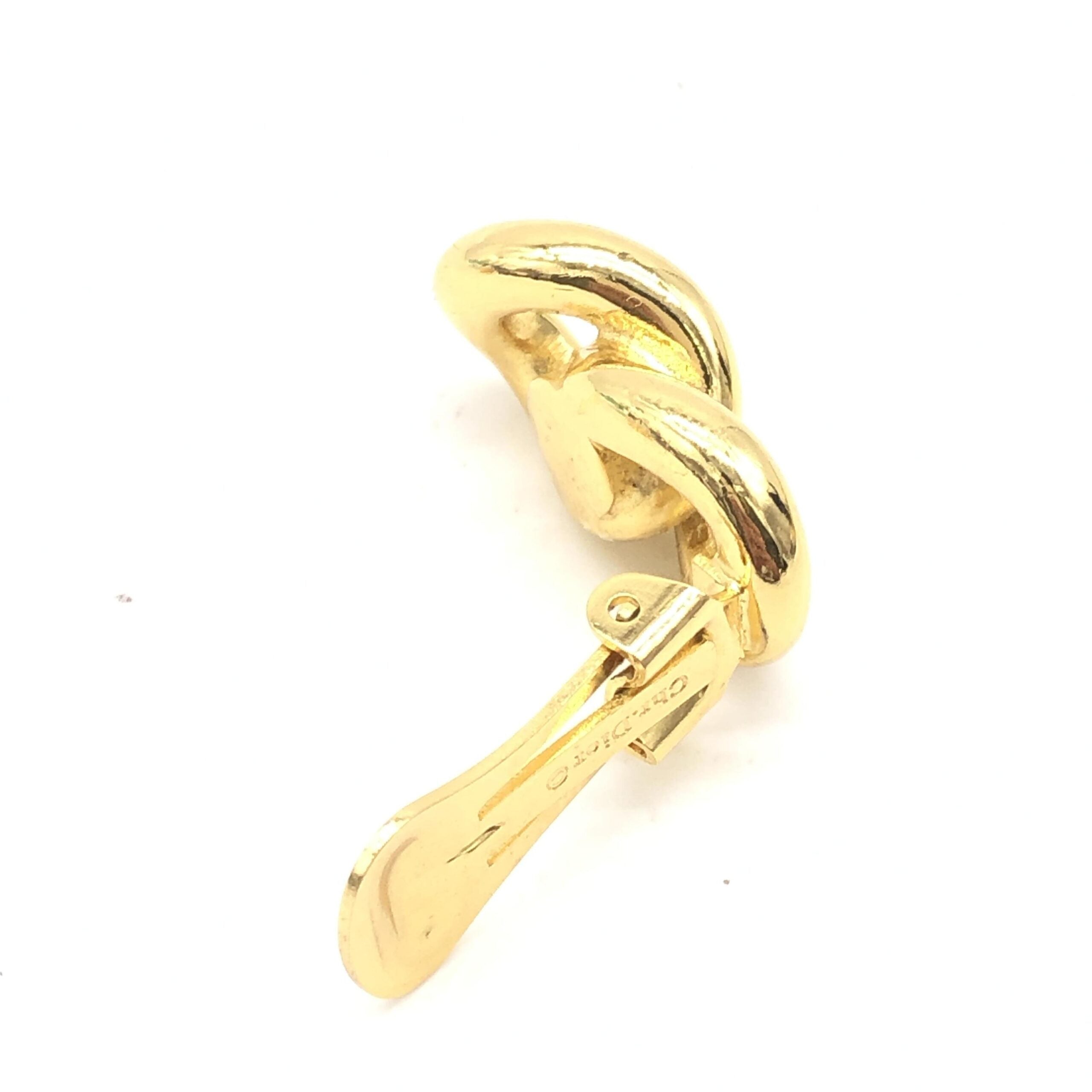 Christian Dior Gold Tone Twisted Chain Clip-On Earrings