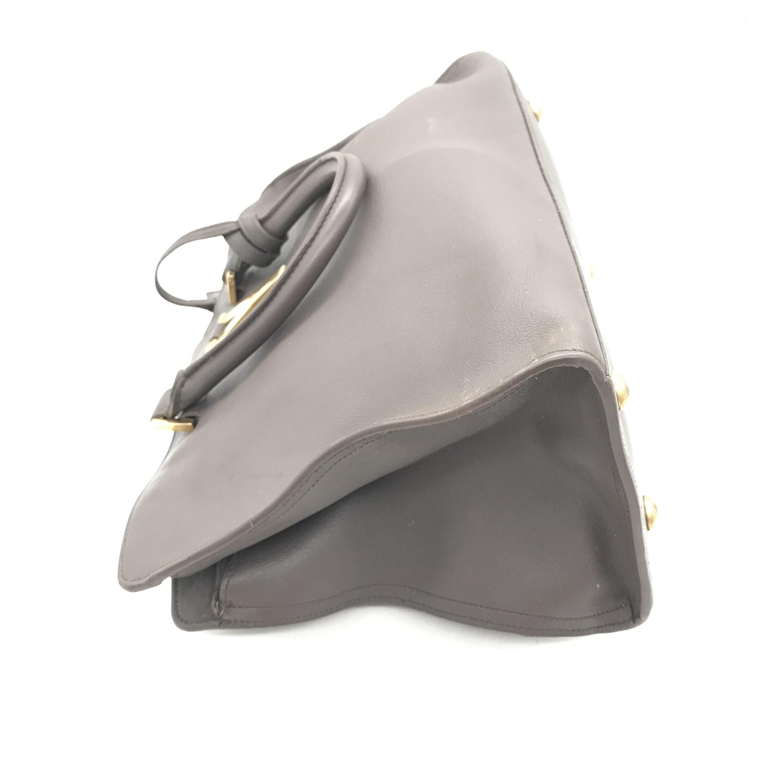 Saint Laurent Grey Leather Petis Cabas Tote With Gold Hardware