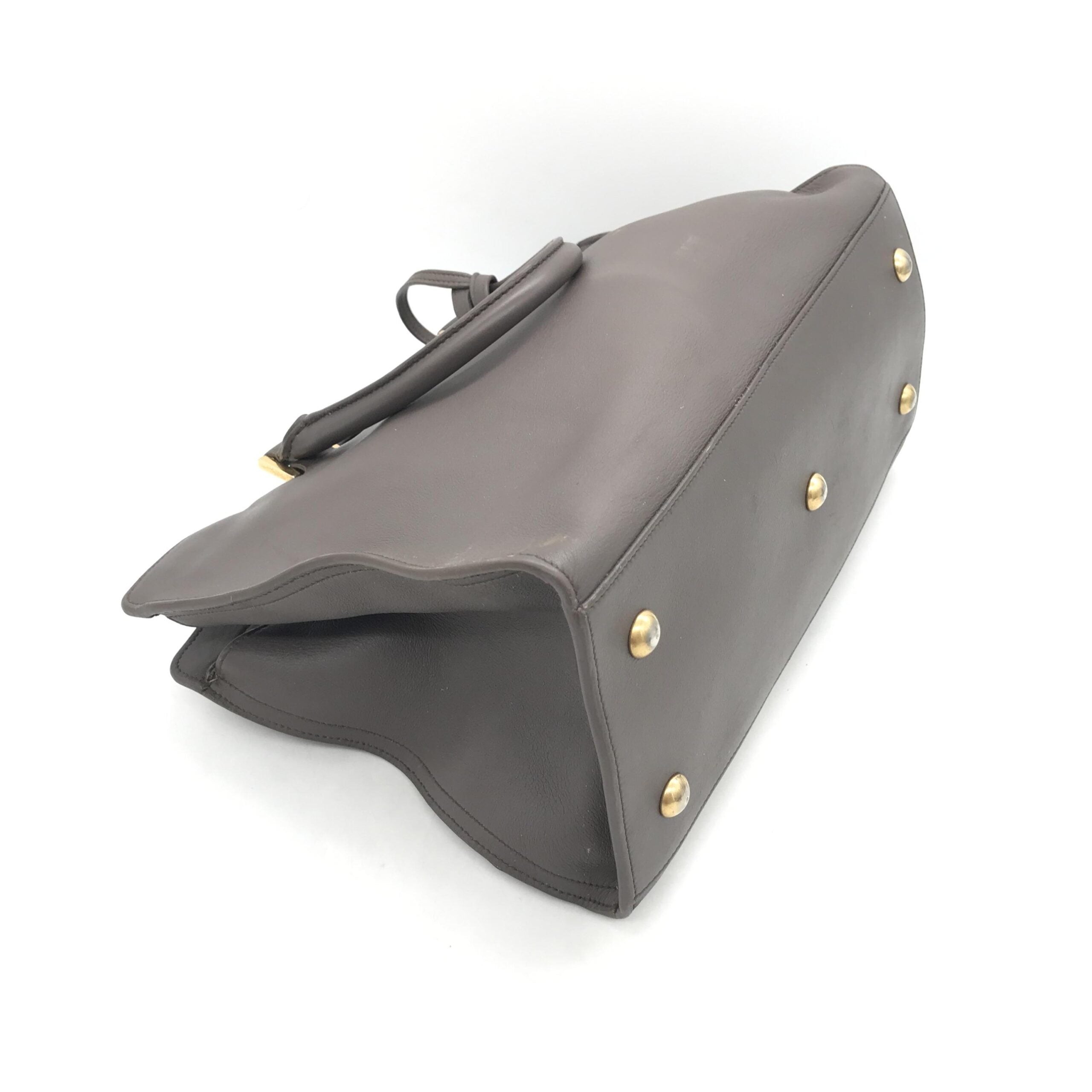 Saint Laurent Grey Leather Petis Cabas Tote With Gold Hardware