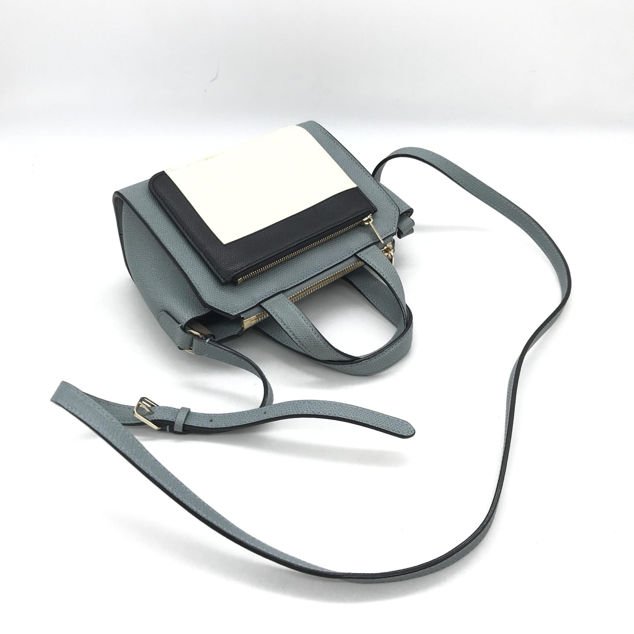 Valextra Leather Tote Bag In Gray