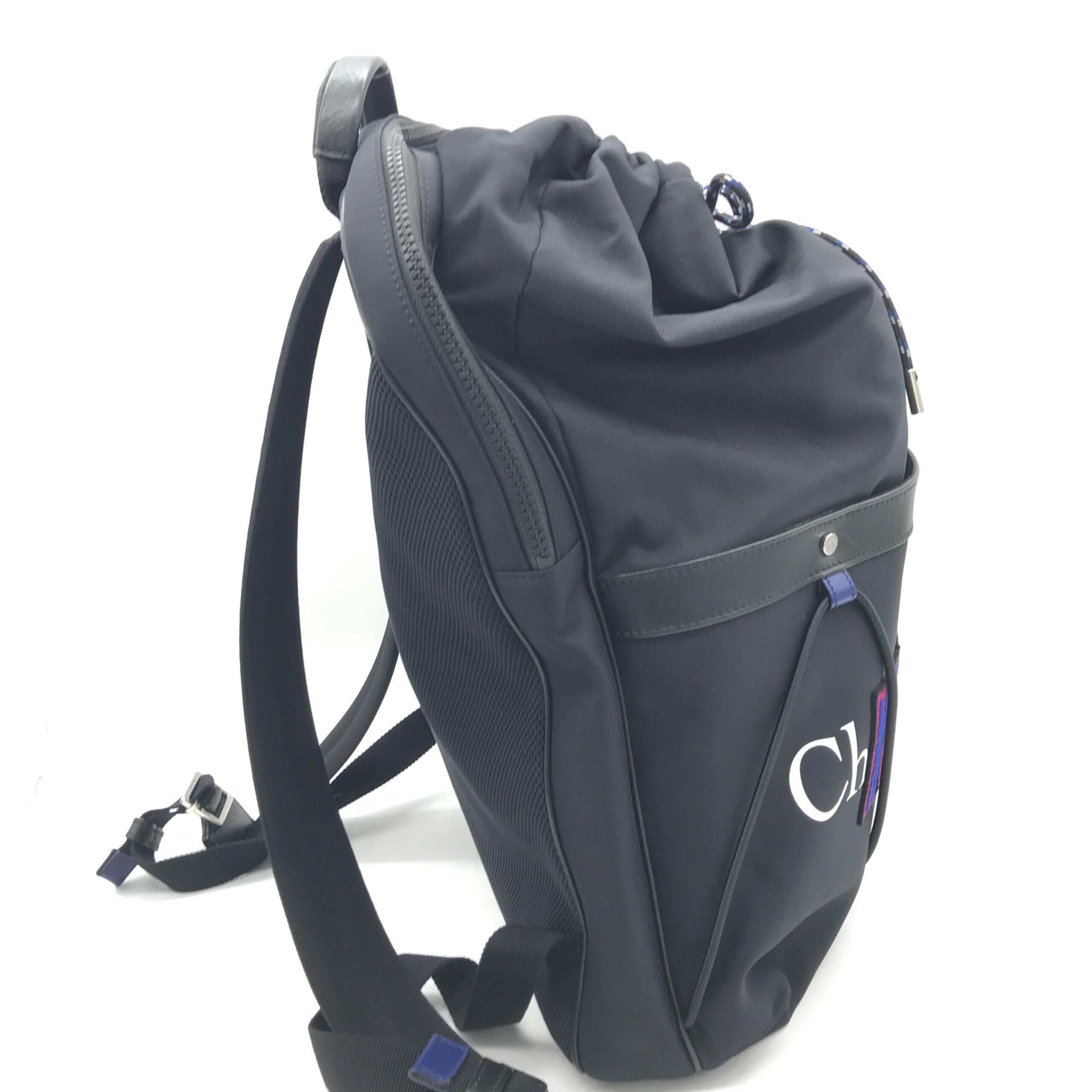 Christian Dior Newave Drawstring Nylon Backpack In Black