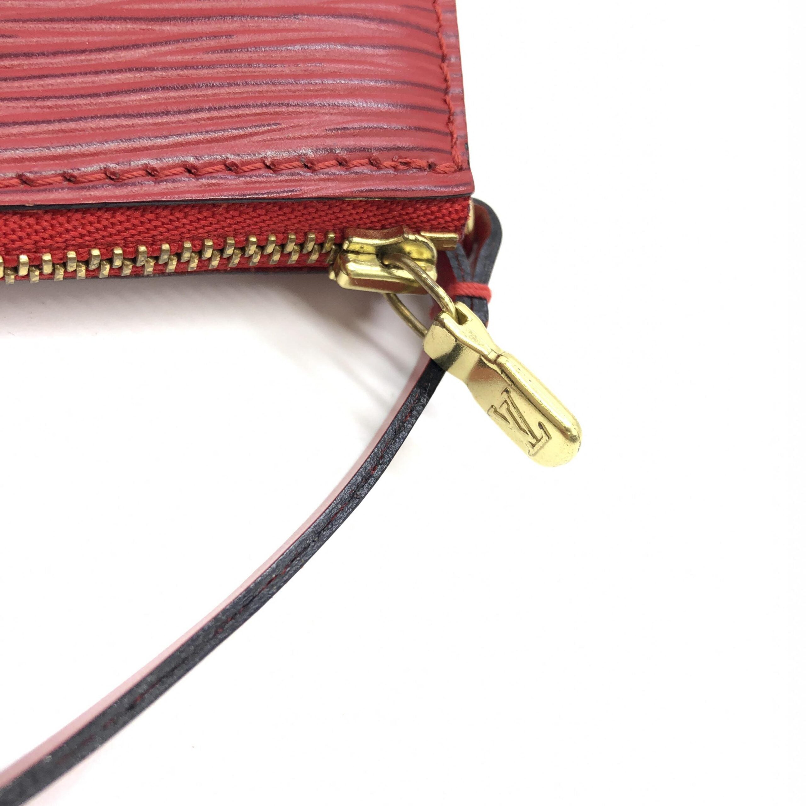 Louis Vuitton Red Leather Pochette Accessory Bag
