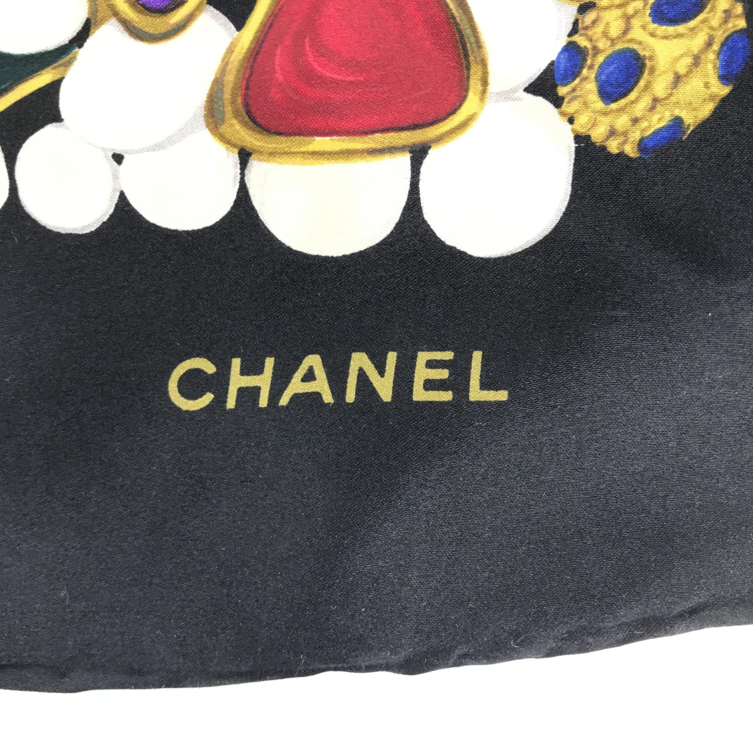 Chanel Silk Scarf With Vibrant Jewelry Print