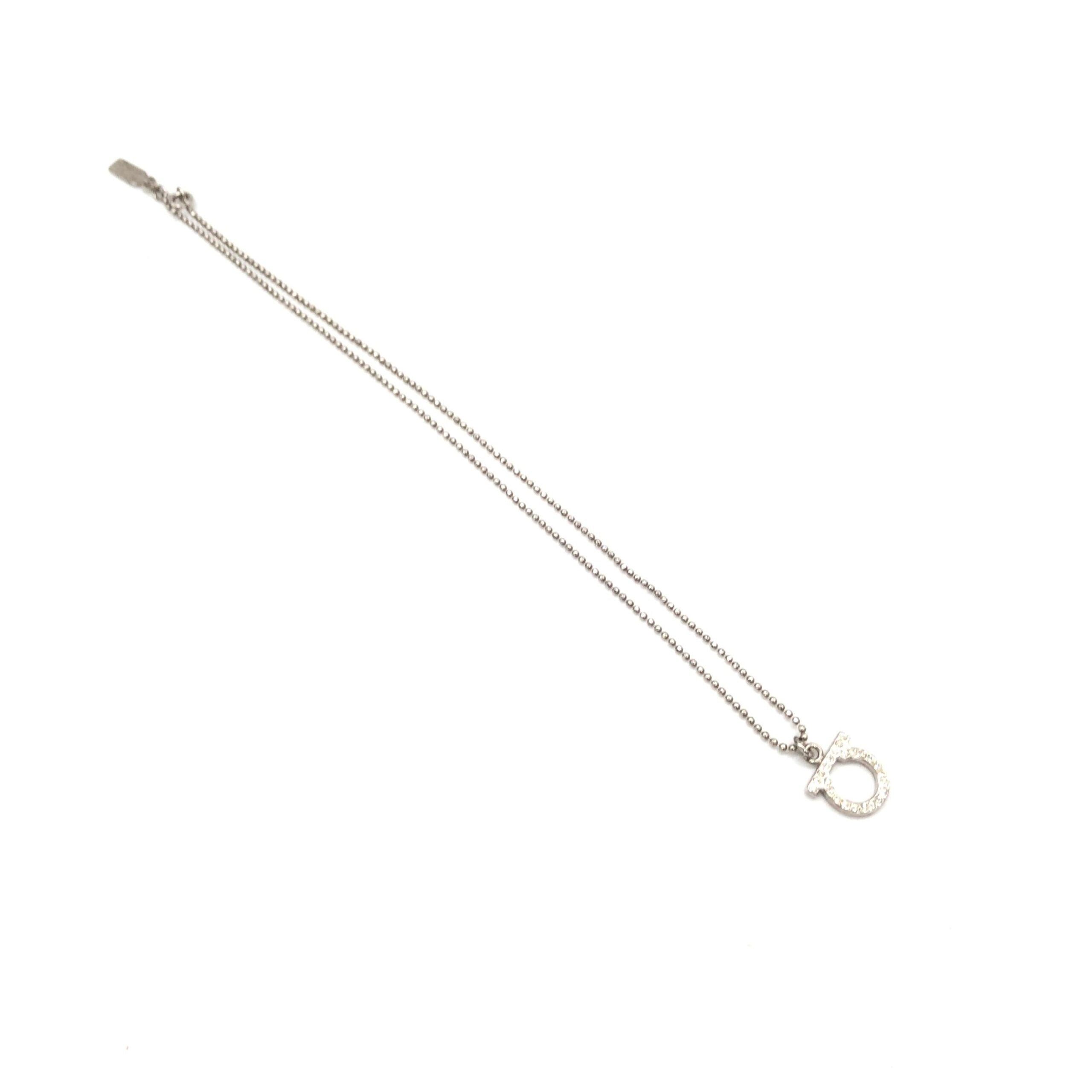 Salvatore Ferragamo Silver Plated Necklace With Crystal Pendant