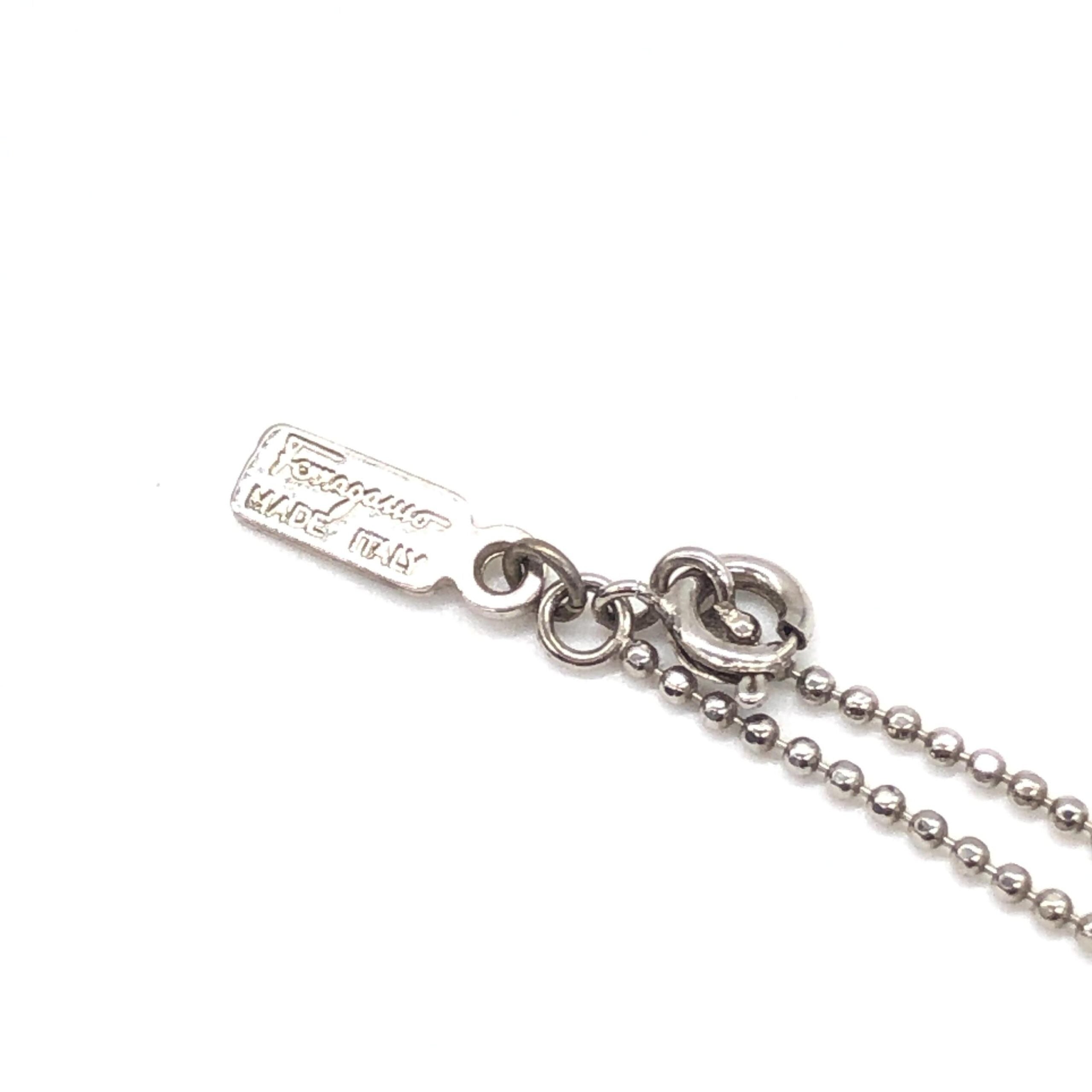 Salvatore Ferragamo Silver Plated Necklace With Crystal Pendant