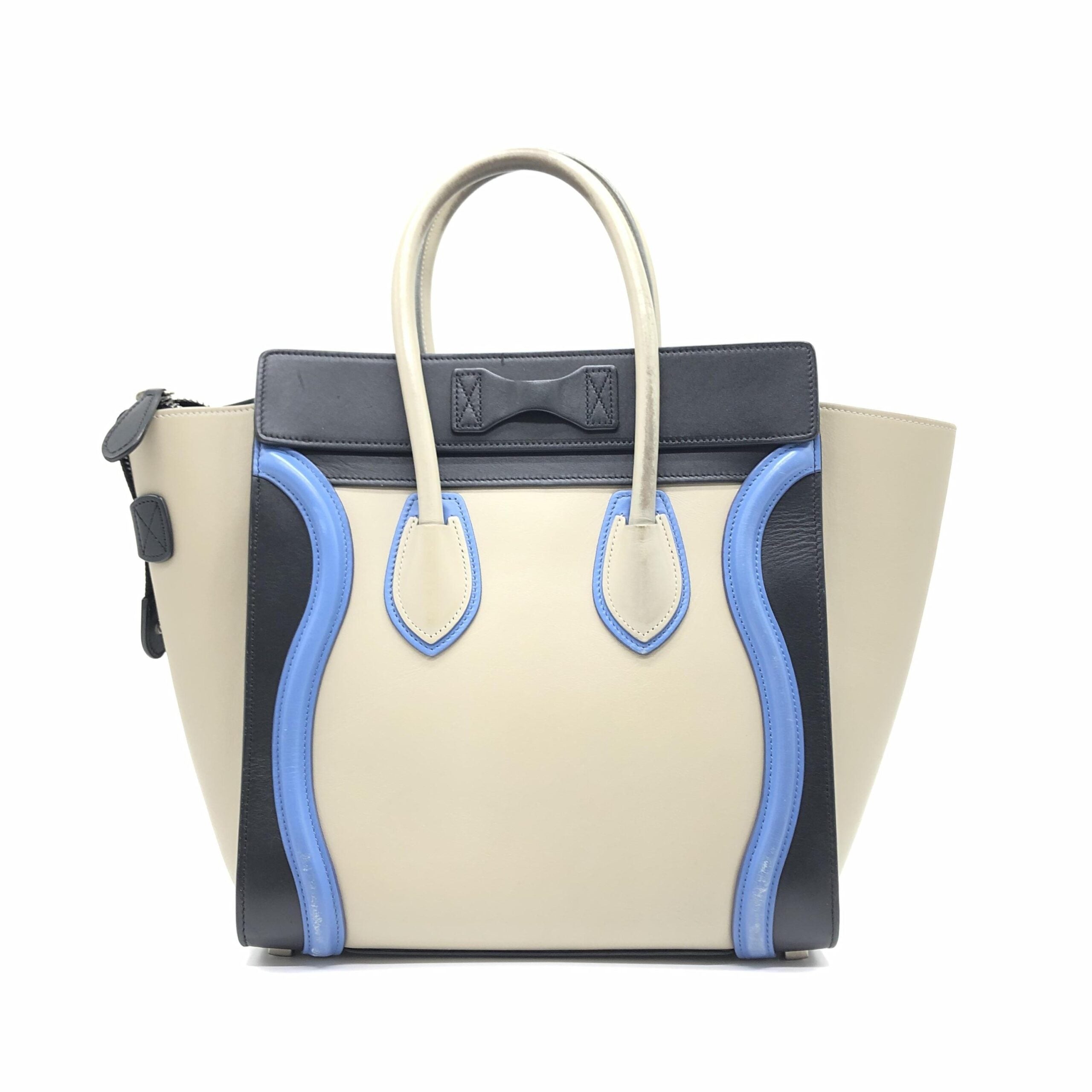 Celine Tri-Color Leather Luggage Tote Handbag