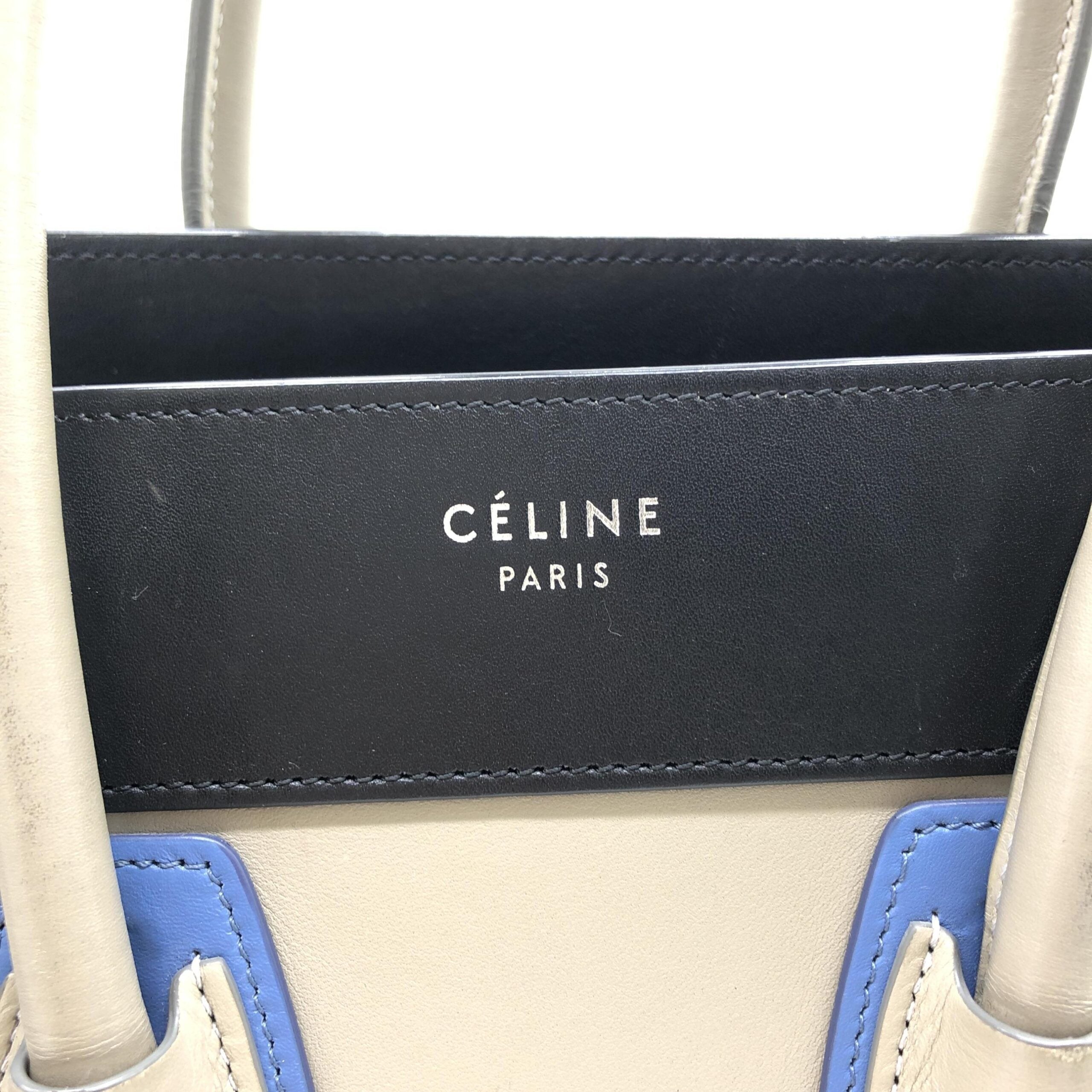 Celine Tri-Color Leather Luggage Tote Handbag