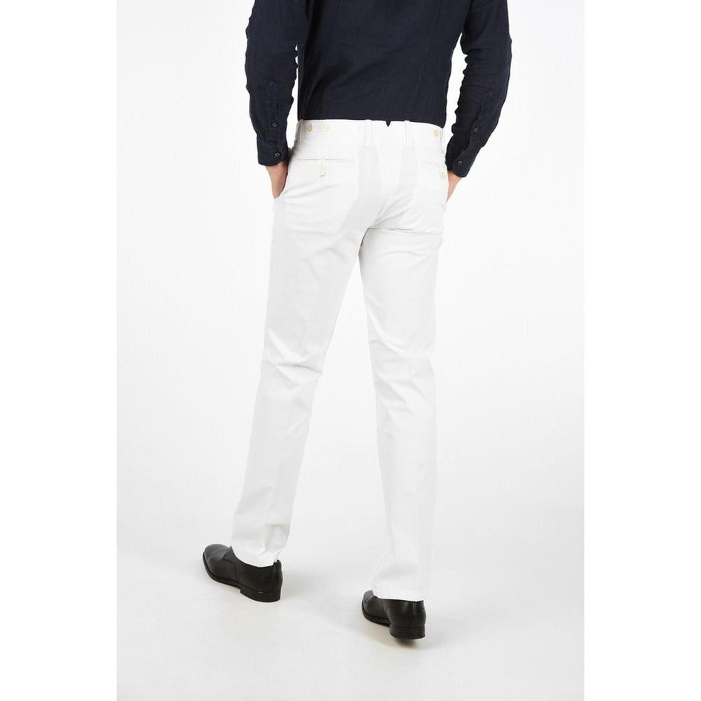 Elevate your style with Corneliani White Cotton Chino Pants, a masterpiece of Italian craftsmanship that embodies timeless elegance and sophistication for every occasion.