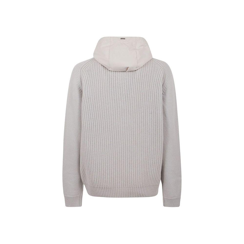 Herno Gray Wool Hoodie