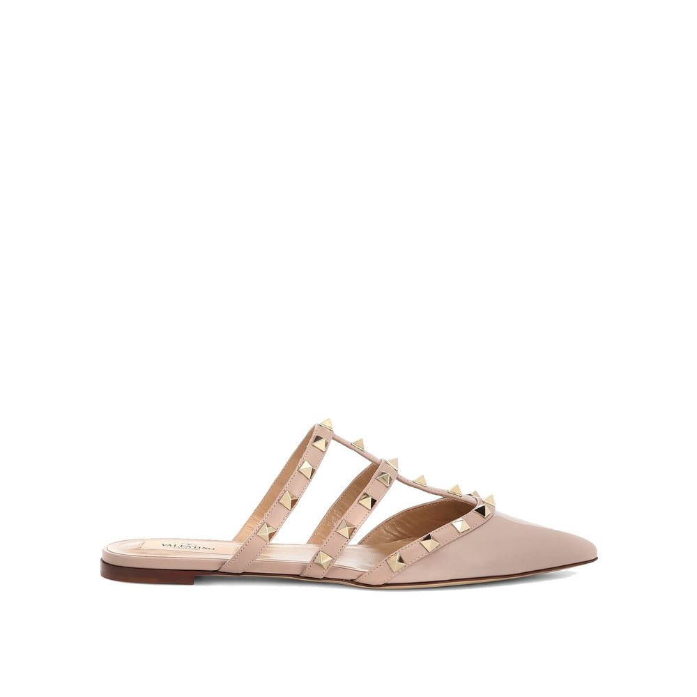 Valentino Garavani beige calfskin ballet flats side view